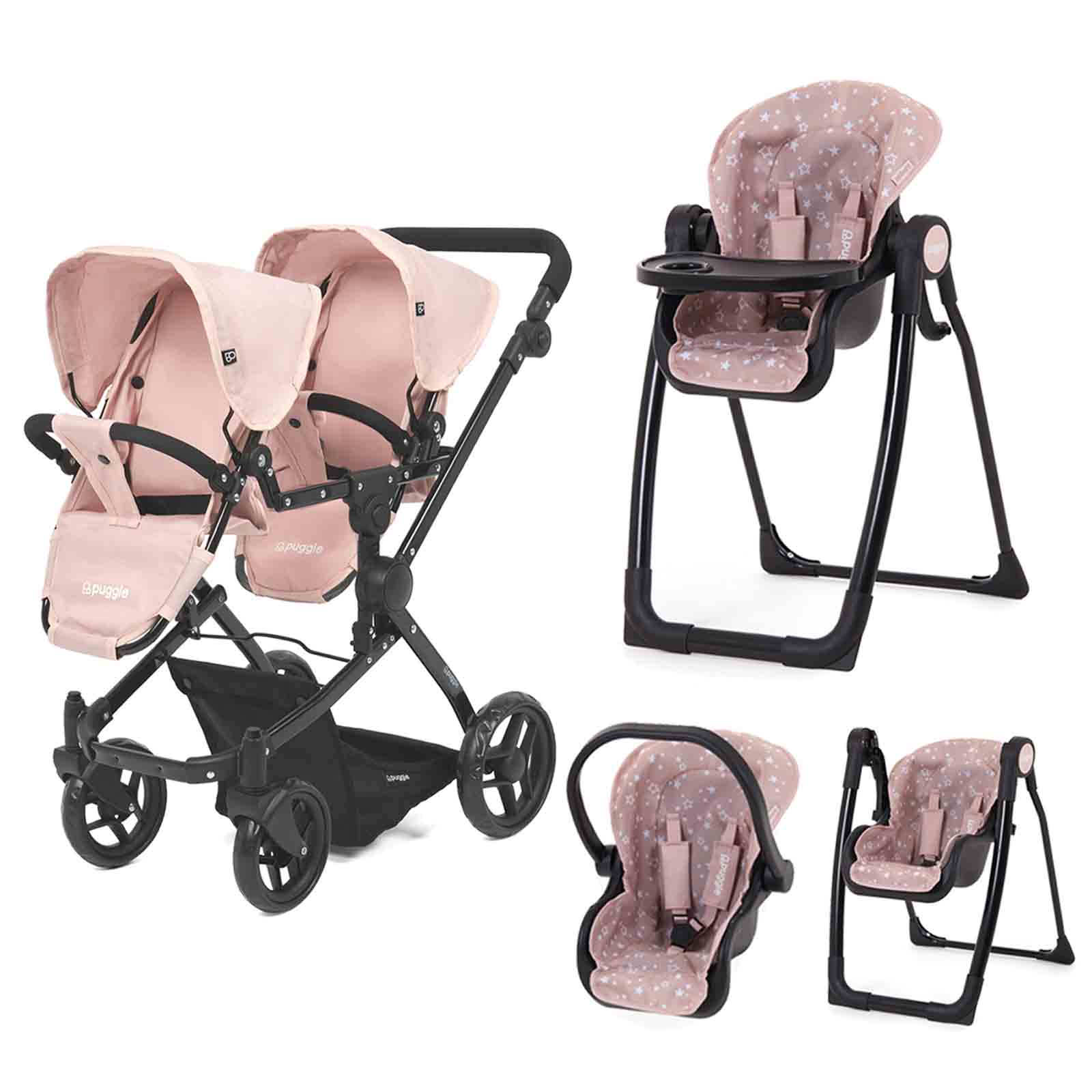 combi double side by side stroller Bēbee Twin: Best Folding berkley Twin View Size:158cm wide 1L White Lululemon Belt