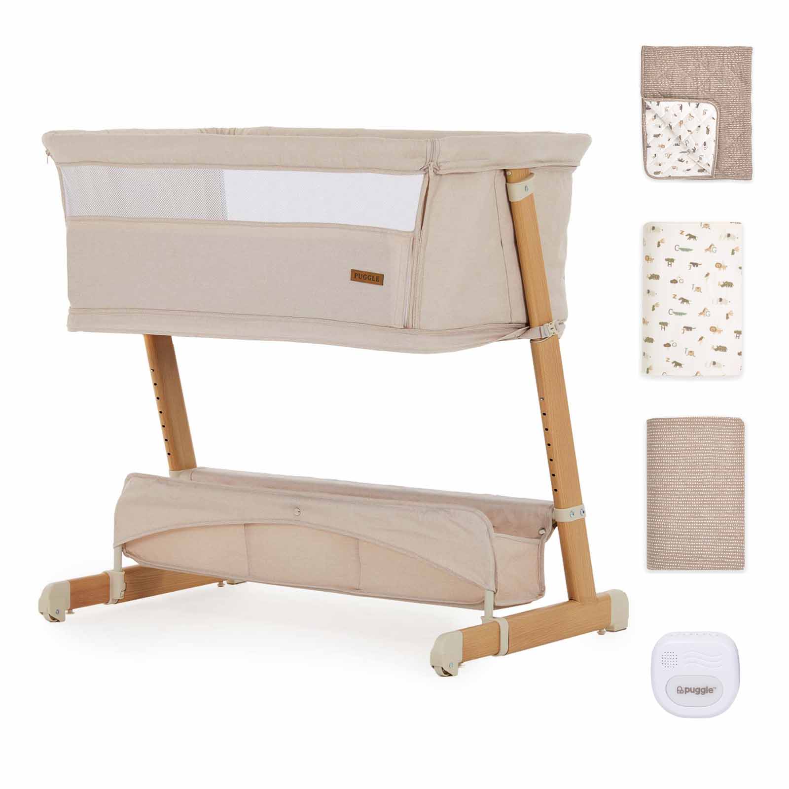 2 1 Dreamy Sleeper Bedside Crib & Play Pen 5 Piece Bundle Cashmere