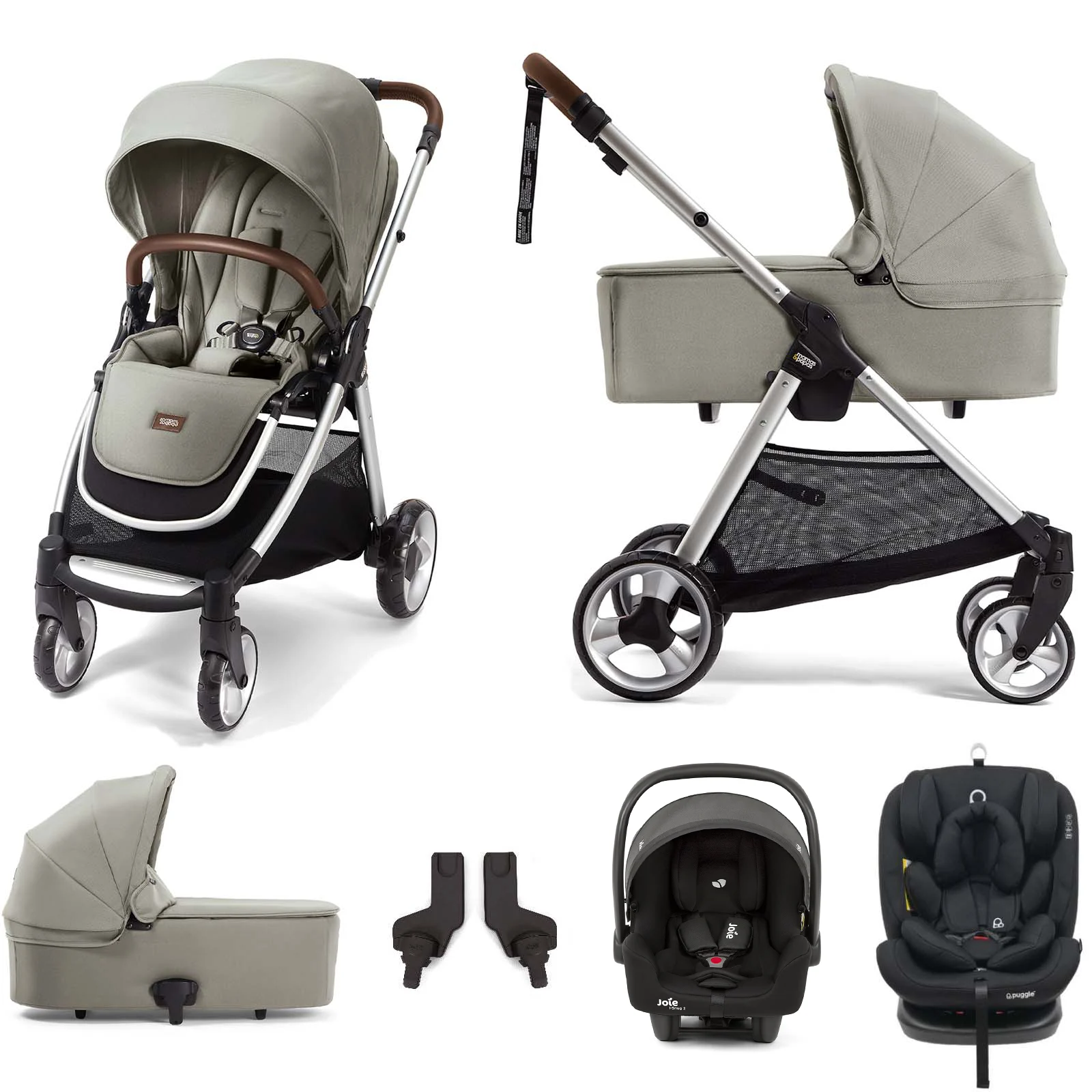 Mamas Papas Flip XT2 6 Piece i Snug 2 Lockton 0 123 Car Seat Travel System with Carrycot Sage Green The Nursery Store