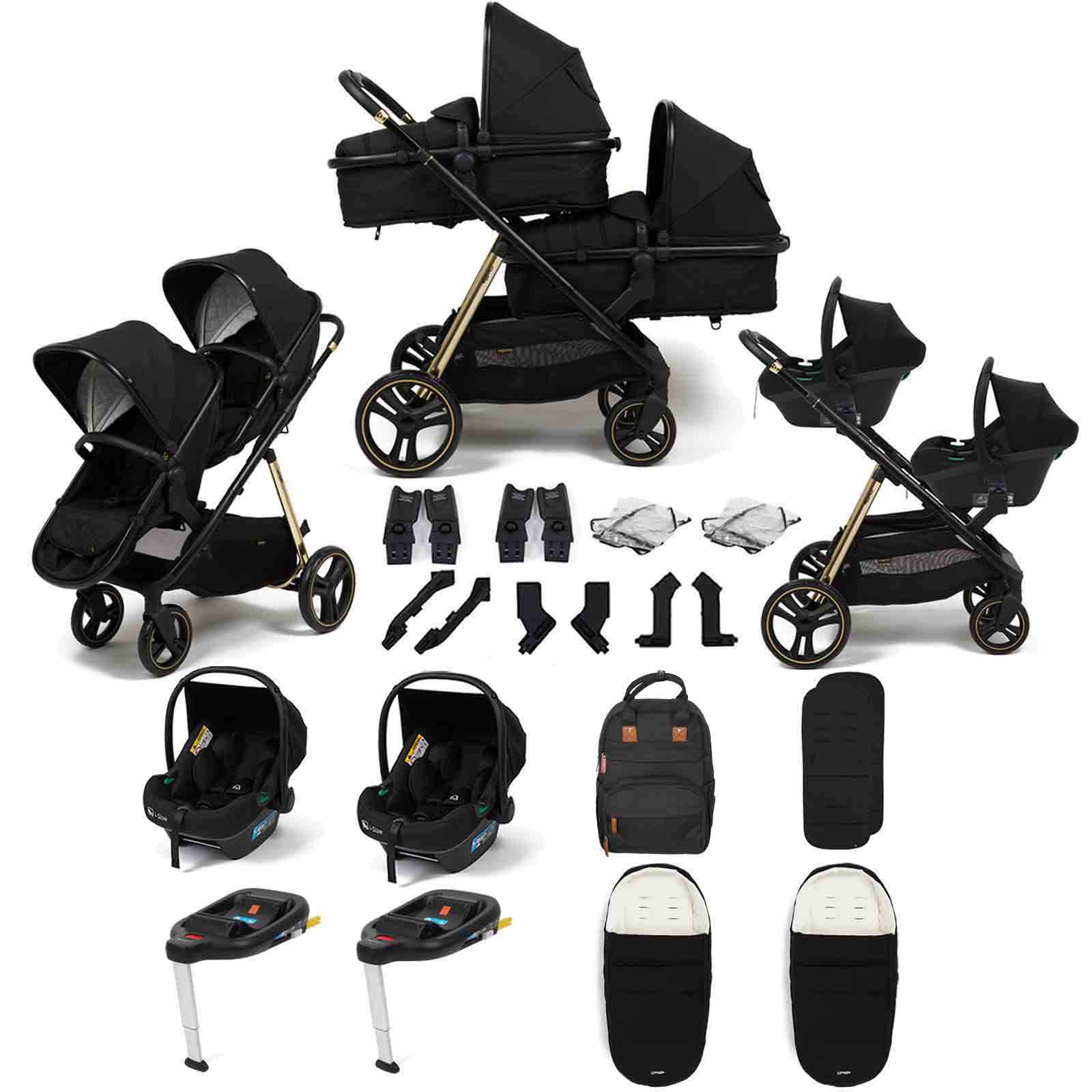 Memphis 2 1 Twin Special Edition Travel System Car Seat Base & Accessories Midnight Black Gold
