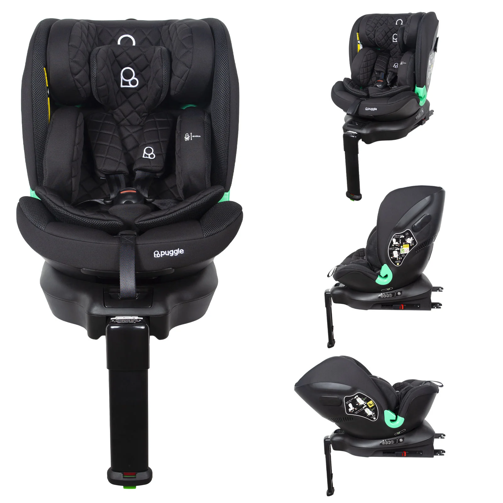 Puggle i Size Ultimate Safe Max 360 Rotate Car Seat Group 0 1 2 3 0 12 Years Midnight Black The Nursery Store