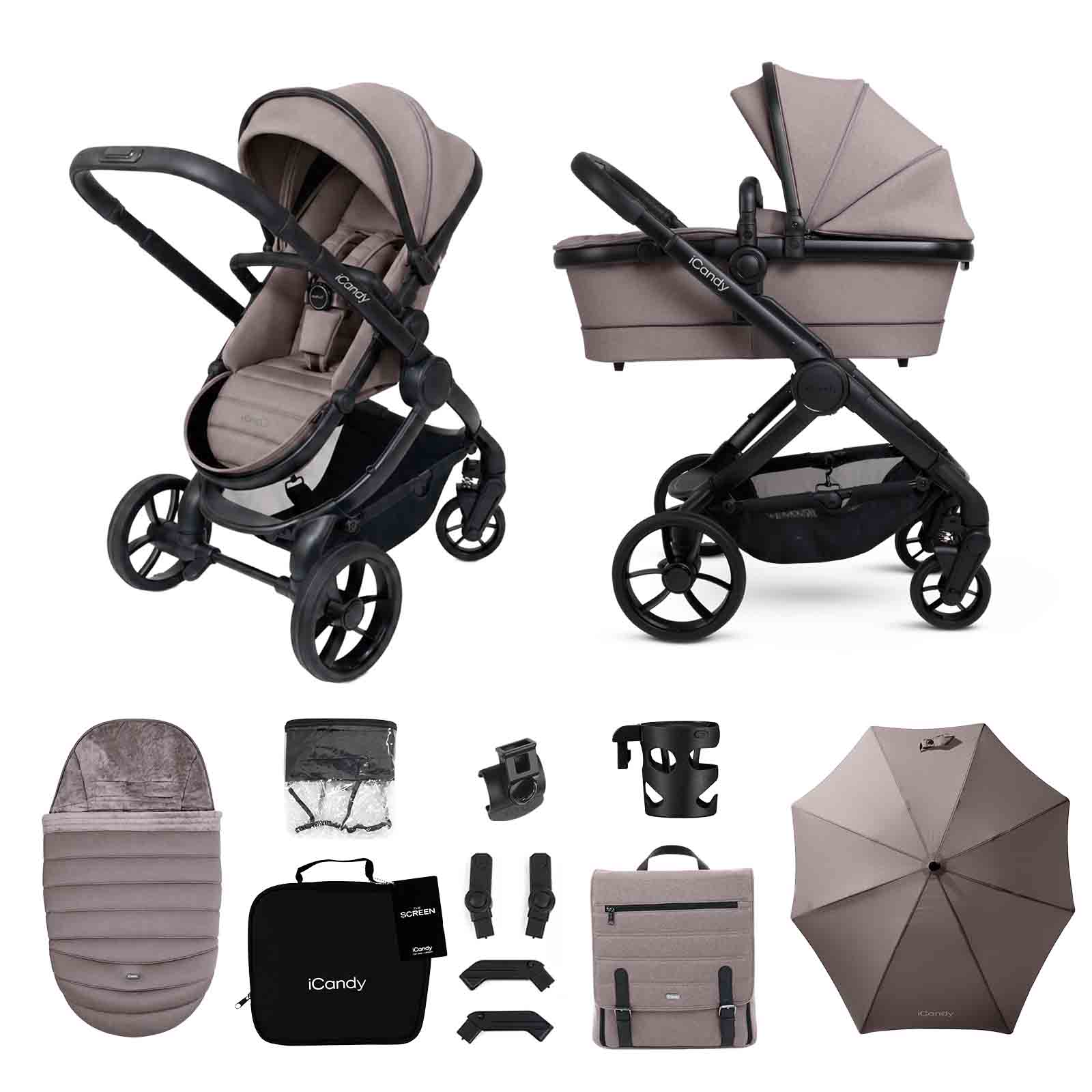 7 Travel System Cloud G Car Seat & Base G 13 Piece Bundle Porcini