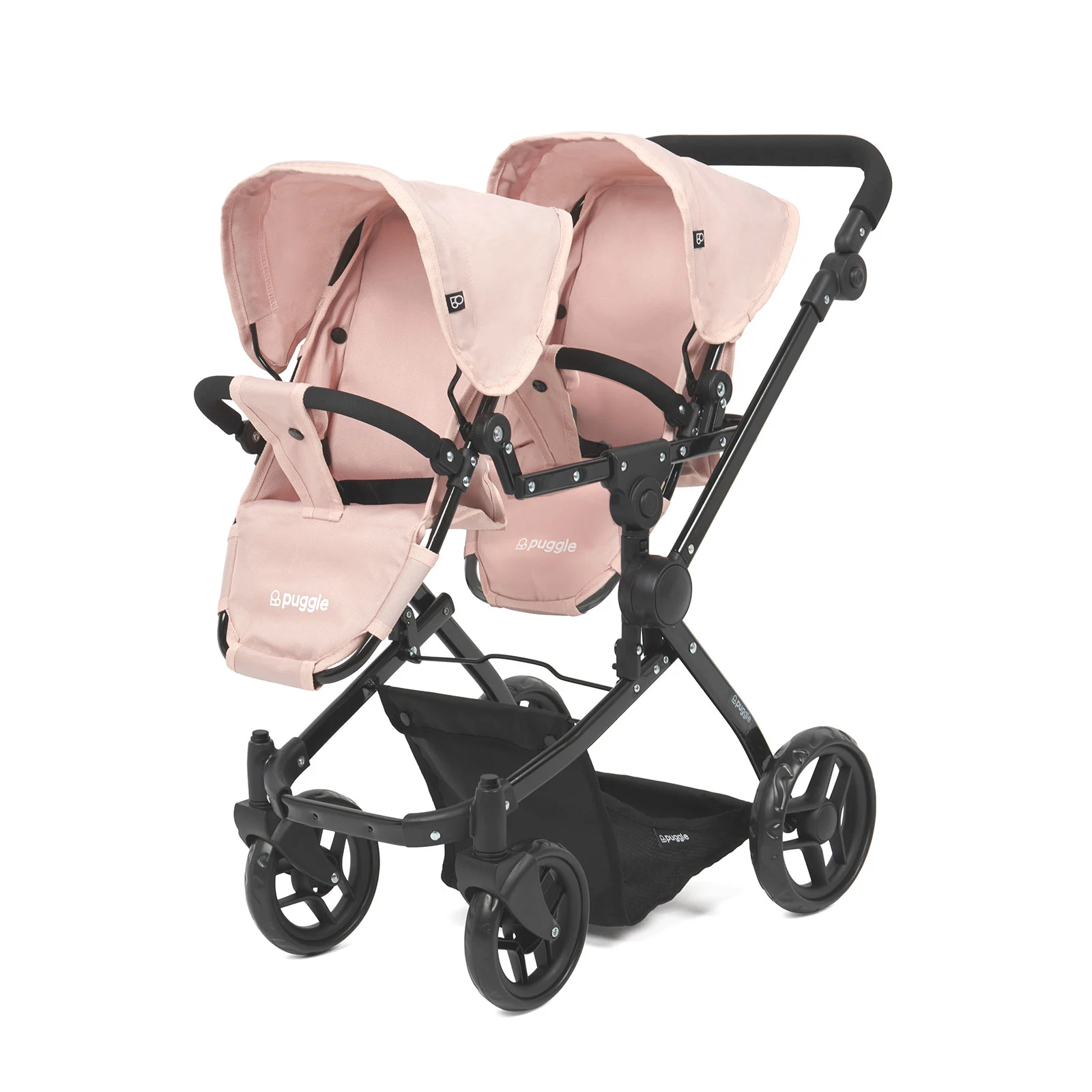 Puggle Grace Duo Twin Dolls Stroller Pushchair with 2 Car Seats Blush Pink The Nursery Store