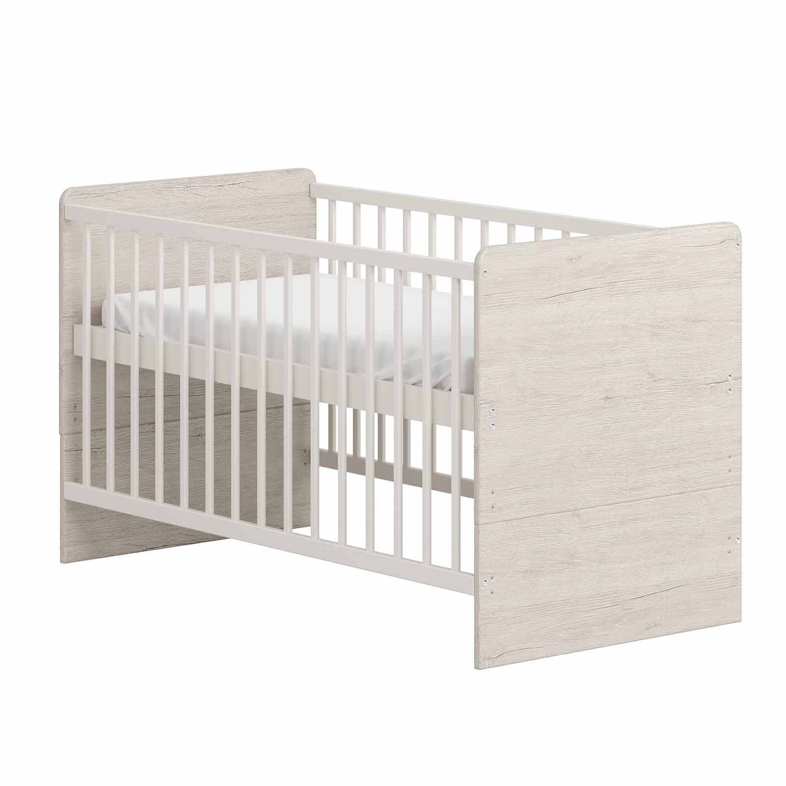 Little Acorns Portofino Cot Bed with Mattress - Grey Oak | The