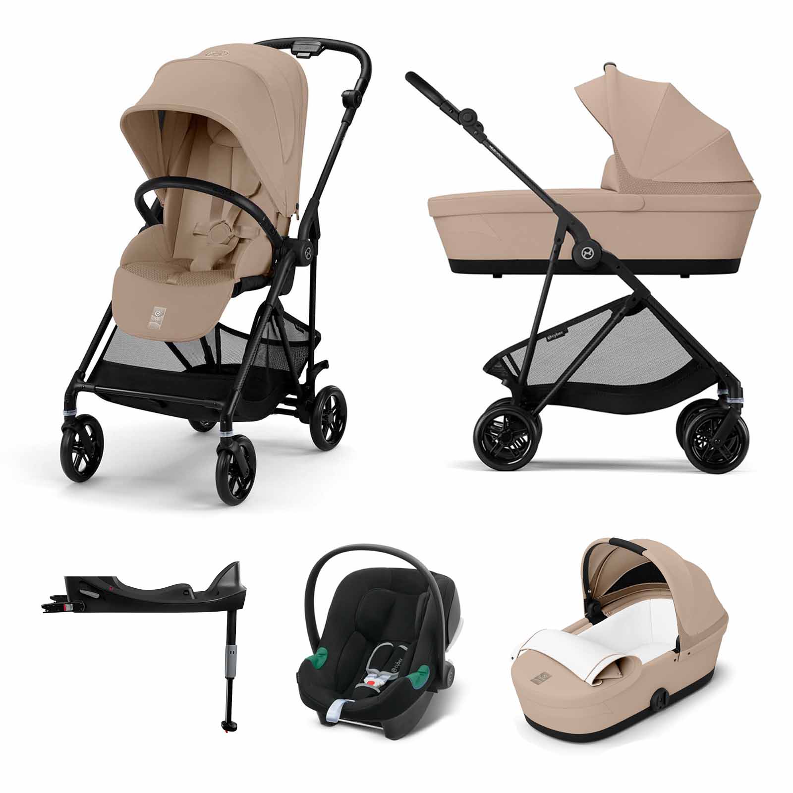 Cybex Melio Carbon 3-in-1 with Aton B - Almond Beige | The Nursery