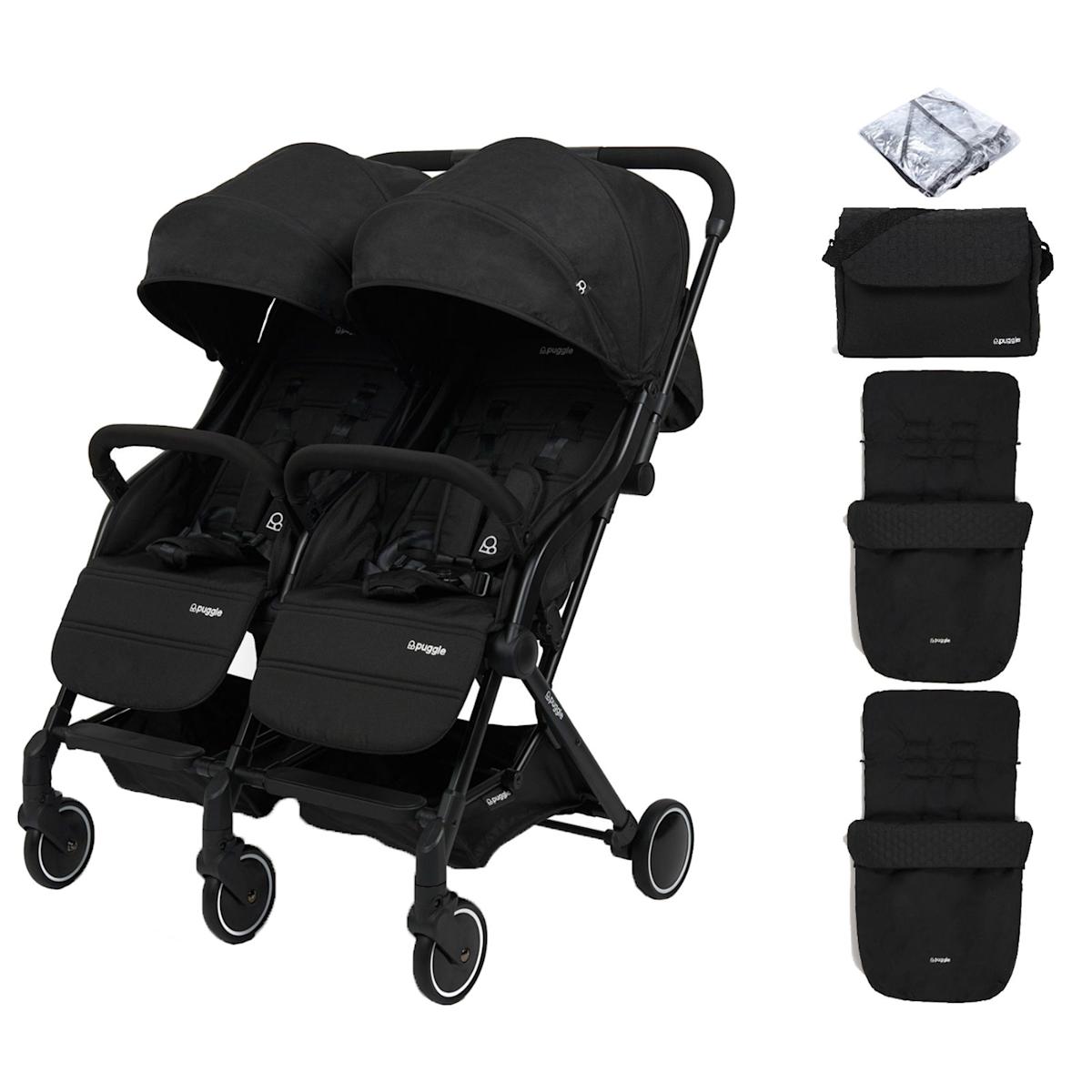 Puggle Stroller Puggle City Traveller Twin Pushchair Bundle – Storm Black | The Nursery ...