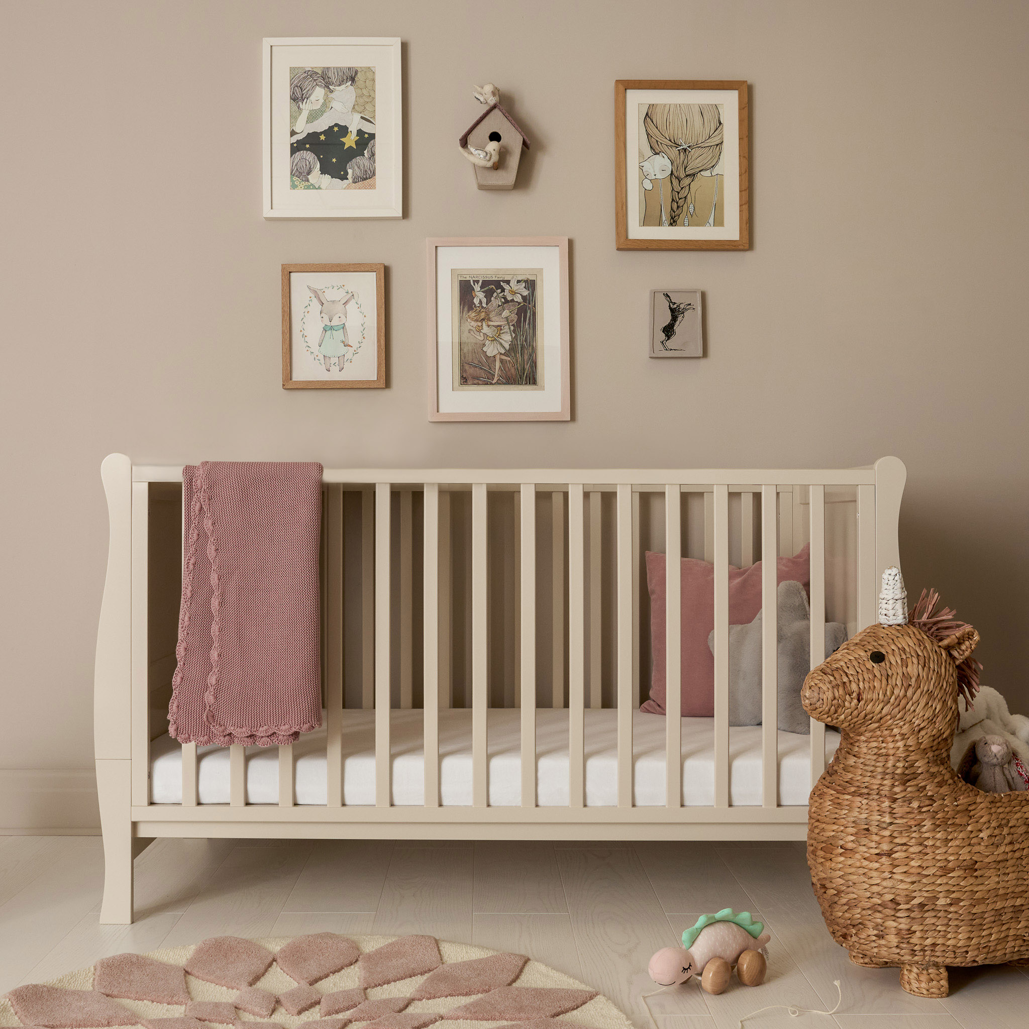 Cream sleigh cot bed online