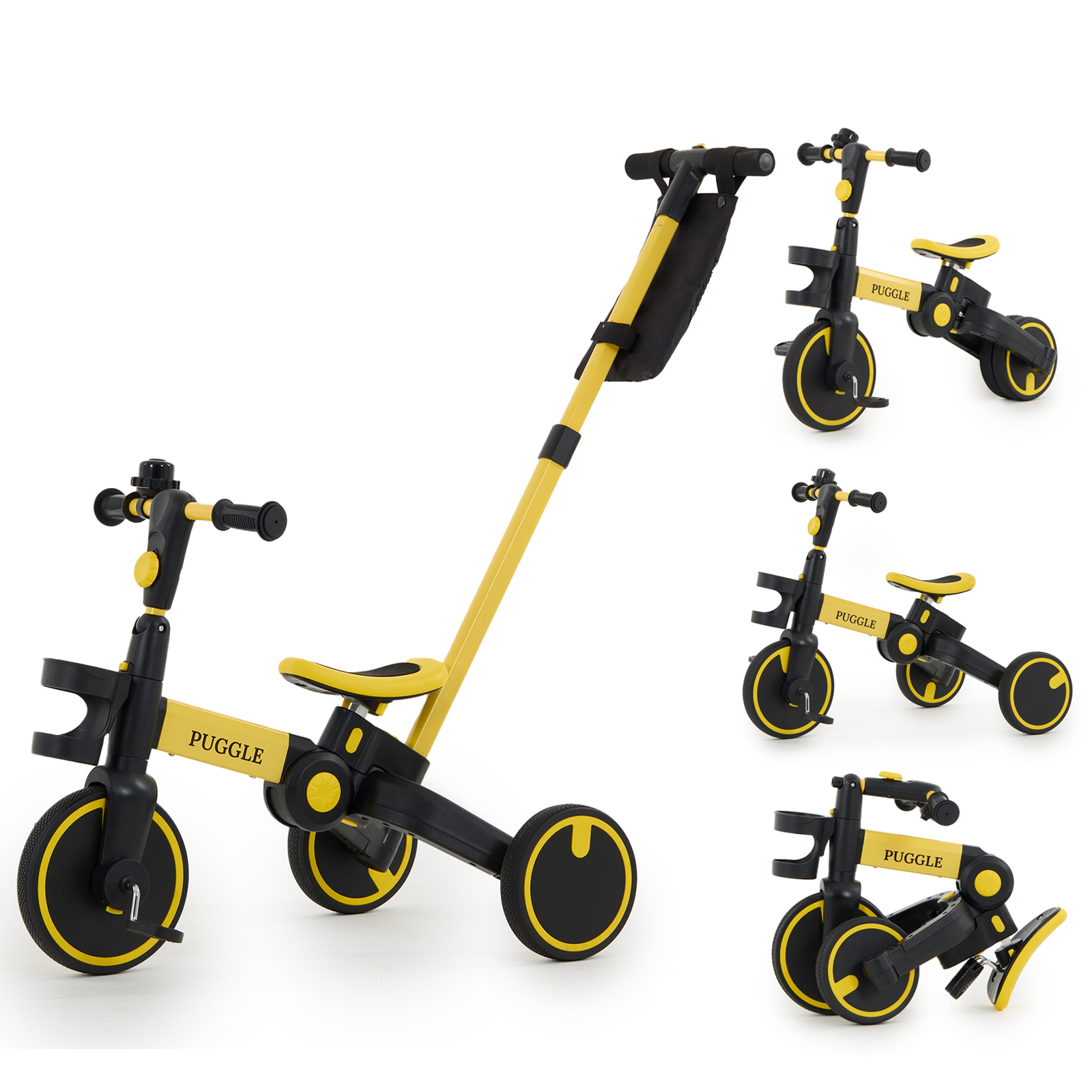 Adjustable Seat Basket, Kids Tricycle For 2-5 Years Old Yellow