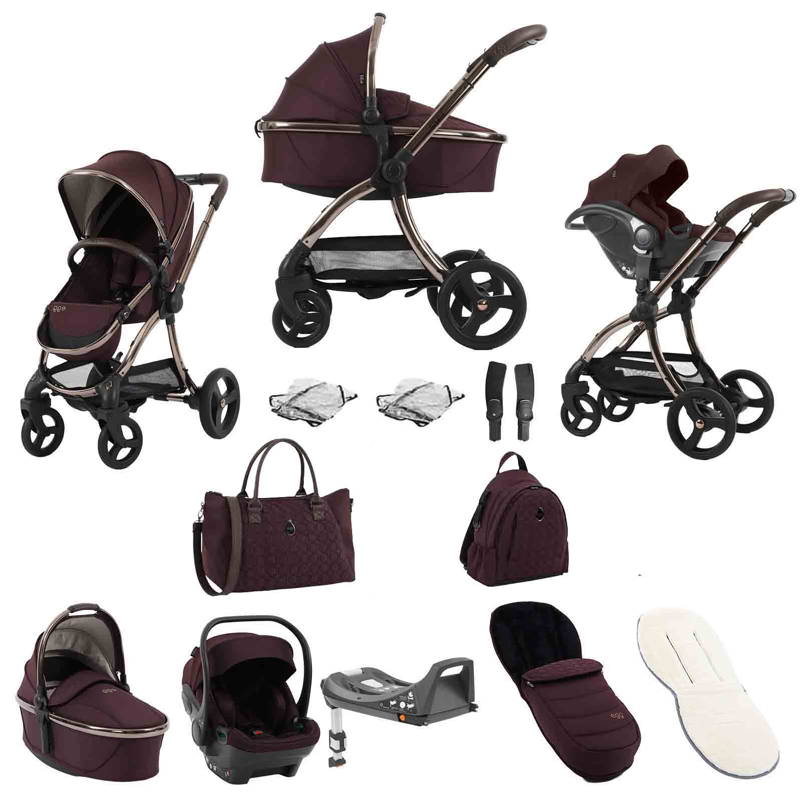 BabyStyle egg3 3 1 Travel System 10 Piece Bundle Mulberry