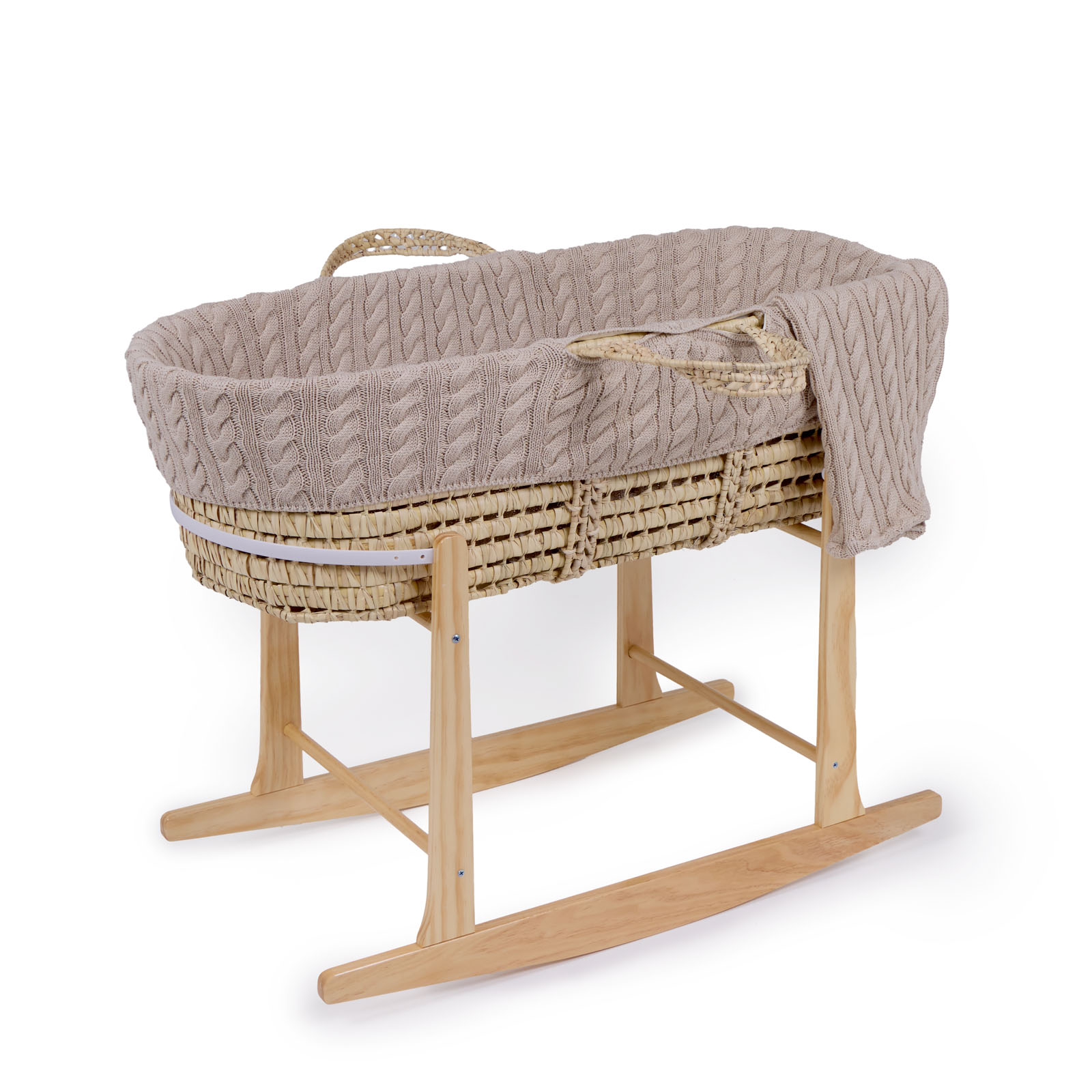 Knitted Palm Moses Basket Rocking Stand