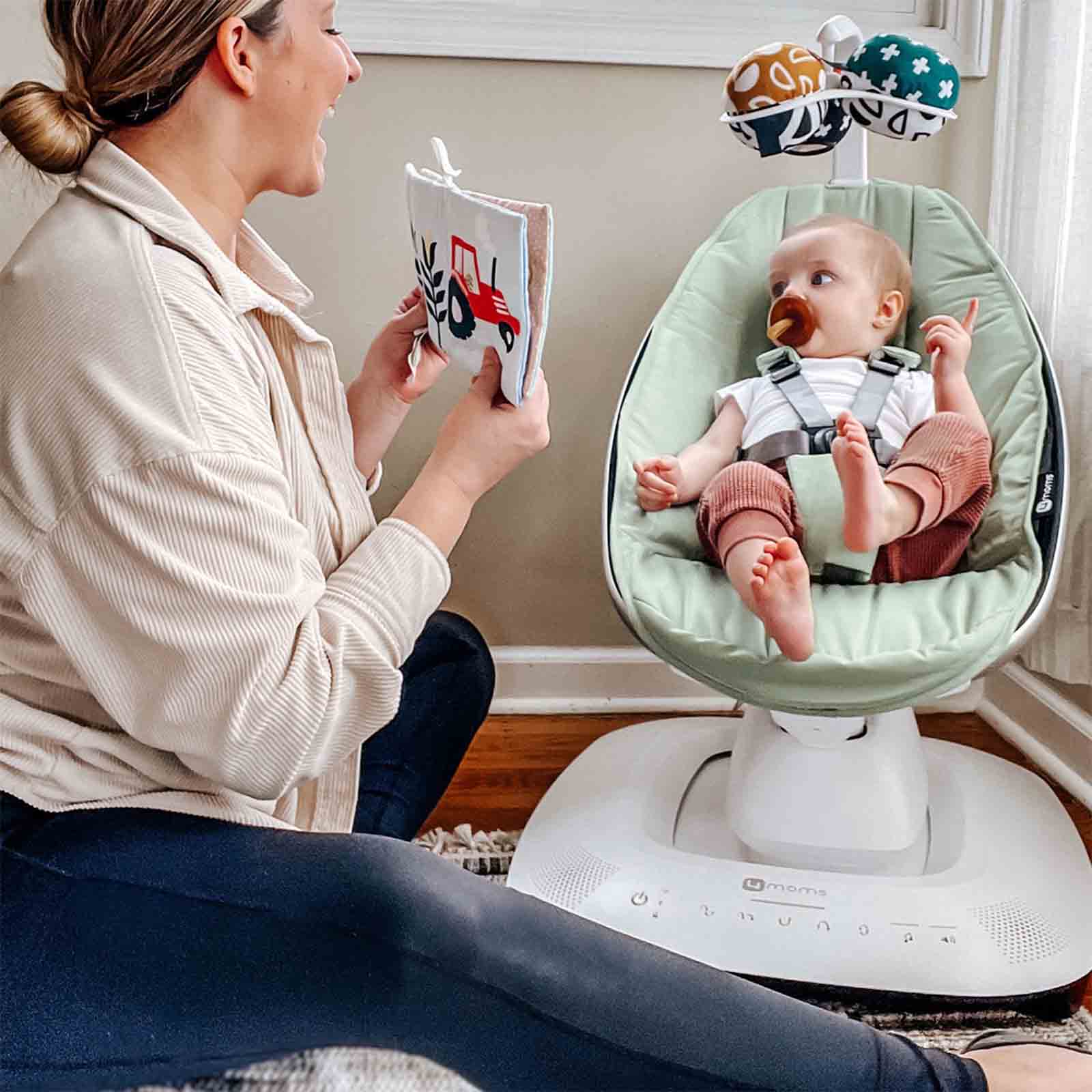 4Moms MamaRoo 5.0 with Newborn Insert – Sage/Maroon | The Nursery