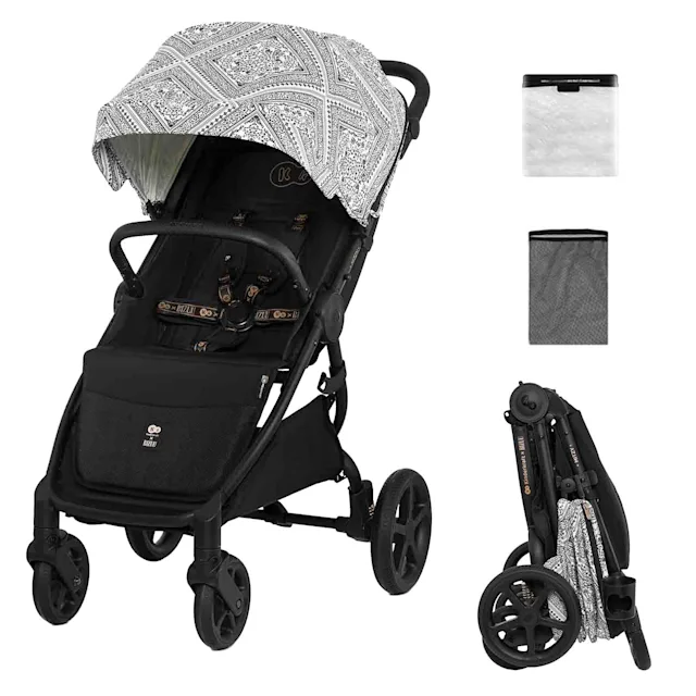 Kinderkraft Mitzy Stroller with Cup Holder & Rain Cover - Bizuu Lunar Black