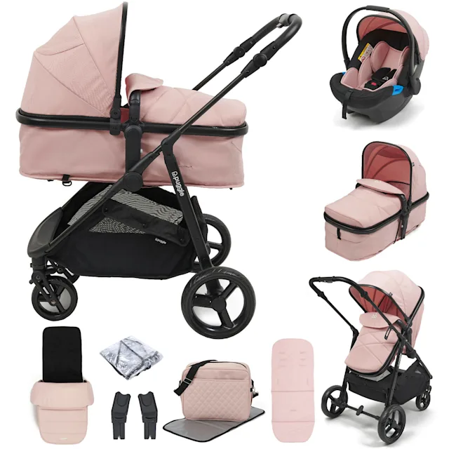 Puggle Monaco XT 2 in 1 Pushchair With Adjustable Handle Travel System Blush Pink The Nursery Store