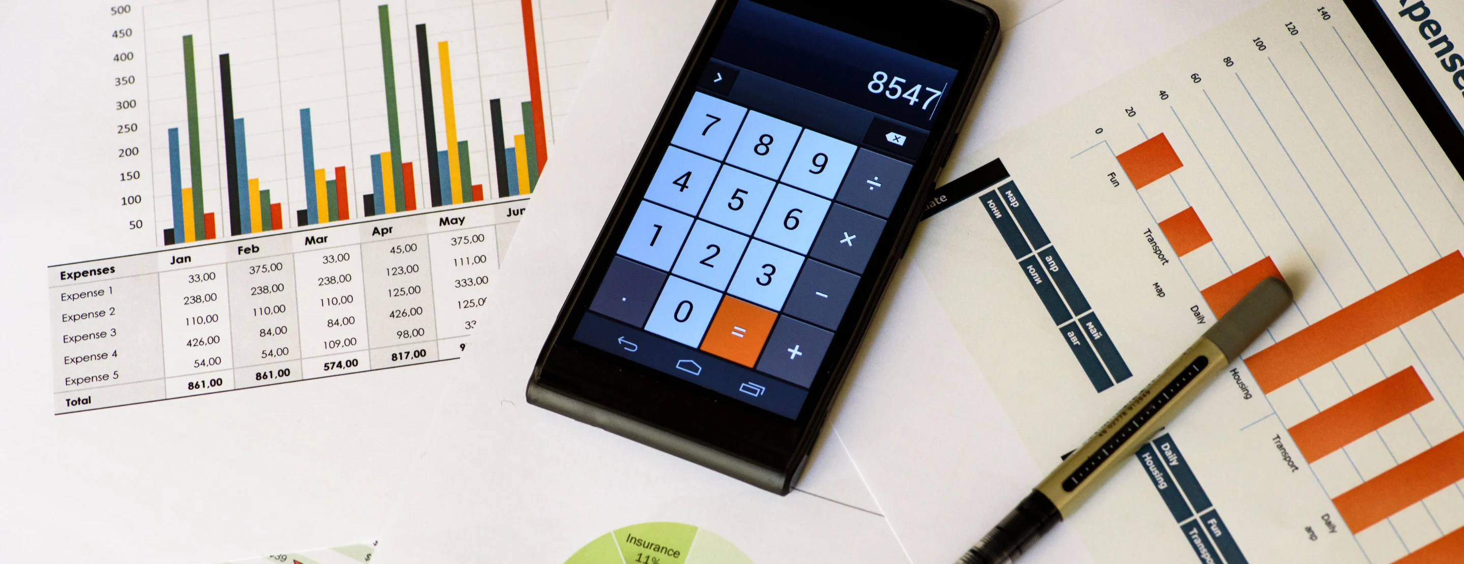 A calculator and financial plans