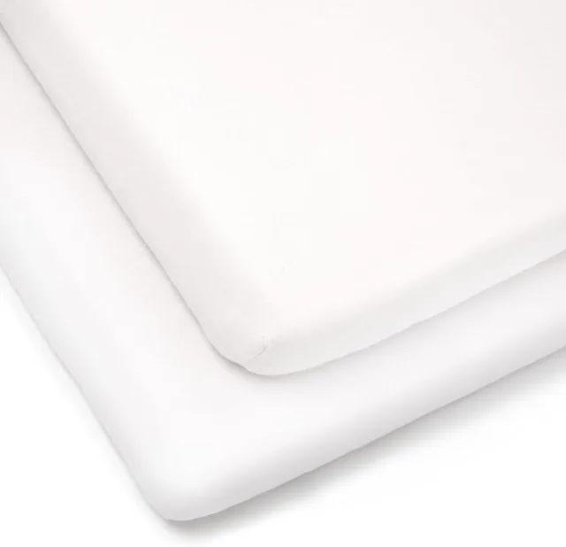 2 Pack Bedside Crib Fitted Sheets 90 x 50 - White