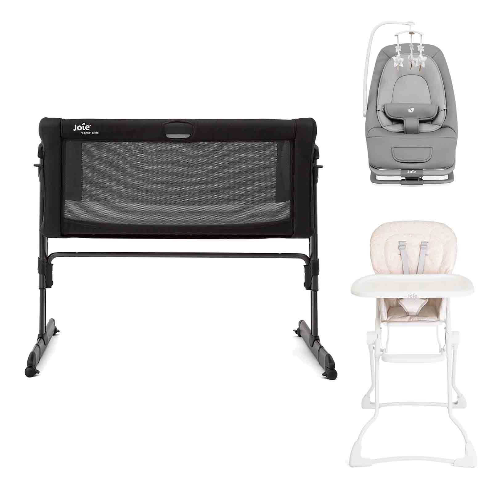 Crib Highchair & Bouncer 3 Piece Bundle Shale Fleck Arctic