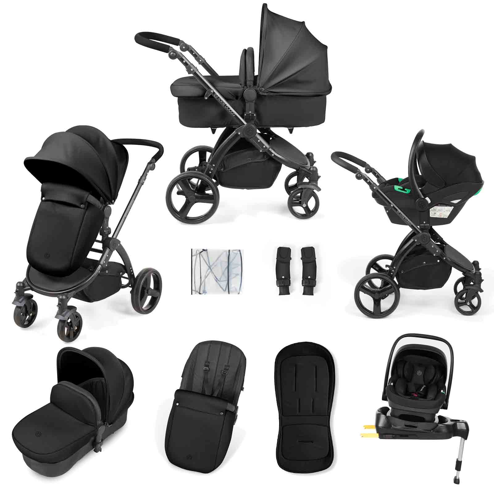 Stomp Urban 10 Piece Travel System i Nimbus 180° Spin Car Seat & Base Midnight