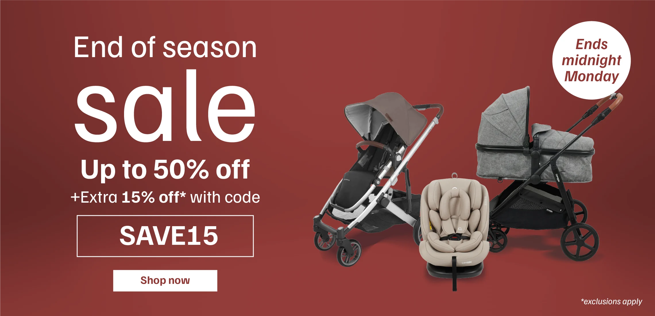 End of Season Sale - Up to 50% Off