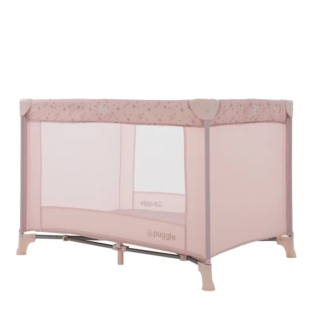 Puggle Compact 2-In-1 Travel Cot & Playpen - Scattered Stars Pink