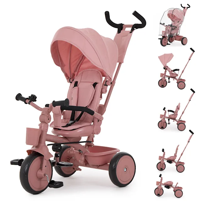 Easy Twist Luxe 6-in-1 Folding Trike with Travel Pack - Dusty Rose (9 Months - 5 Years)