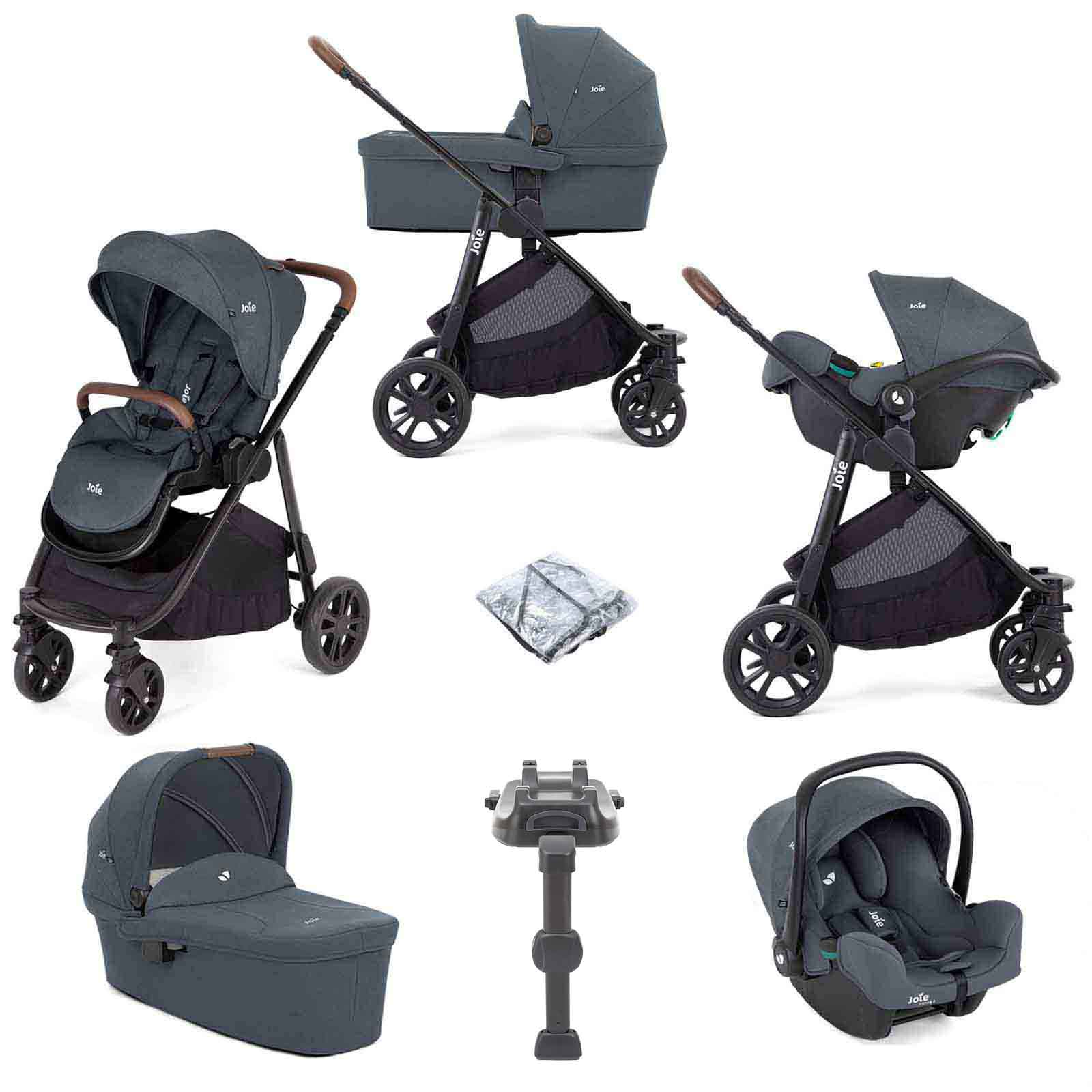 Joie Versatrax E Trio i-Snug Travel System with Ramble Carrycot & i-Base LX2 - Moonlight