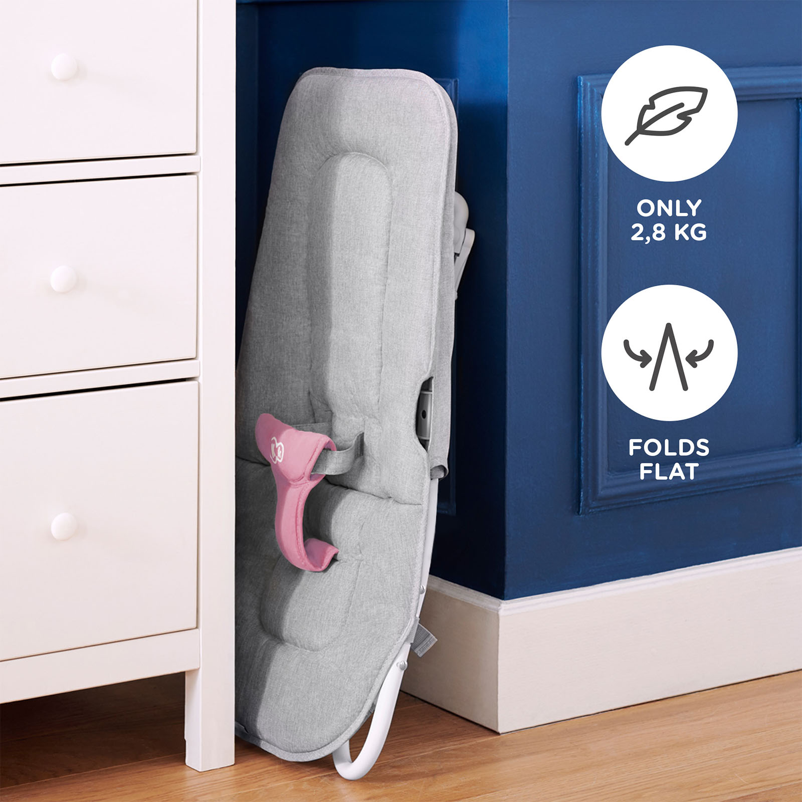 Kinderkraft Felio 2 Bouncer & Rocker – Pink | The Nursery Store