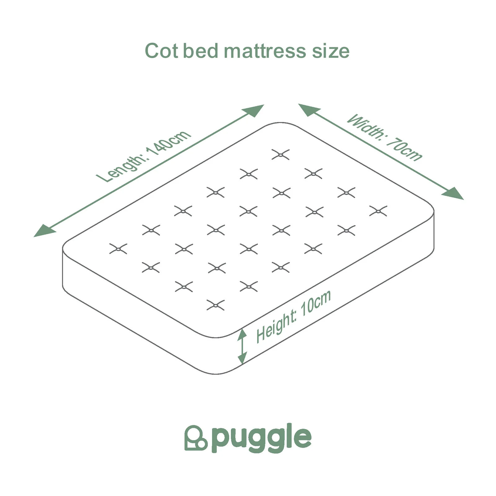 Puggle Spring Maxi Cool Cot Bed Mattress 140 x 70 cm The Nursery Store