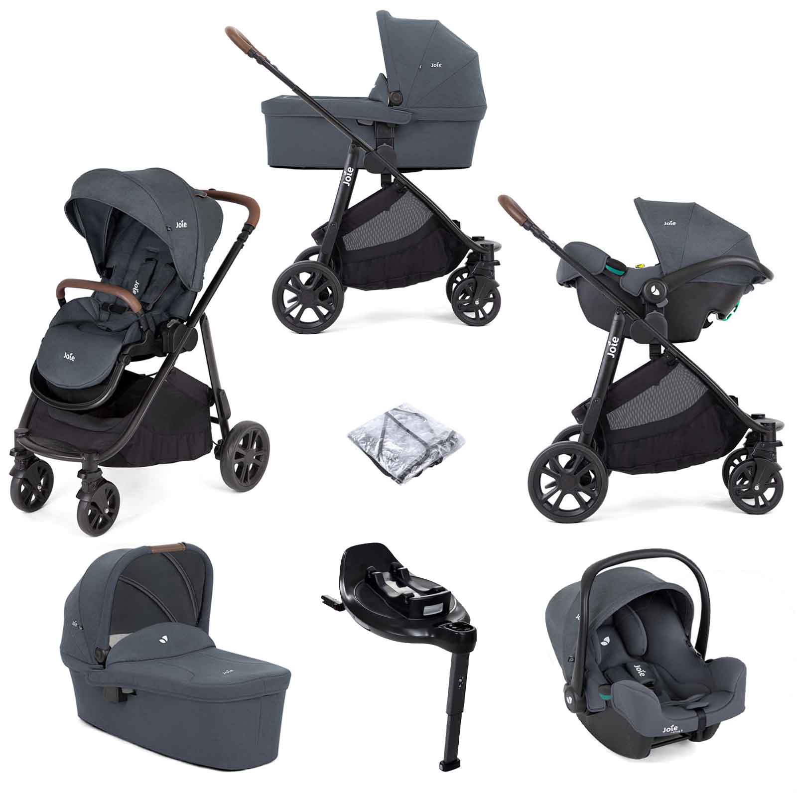 Joie Versatrax E Trio i-Snug Travel System with Ramble Carrycot & i-Base Encore - Moonlight