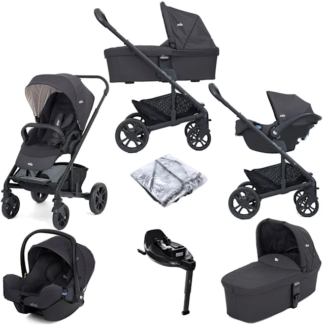 Joie Chrome Trio 3 in 1 Travel System with I snug2 Car Seat i Harbour Car Seat i Base Encore Ember The Nursery Store