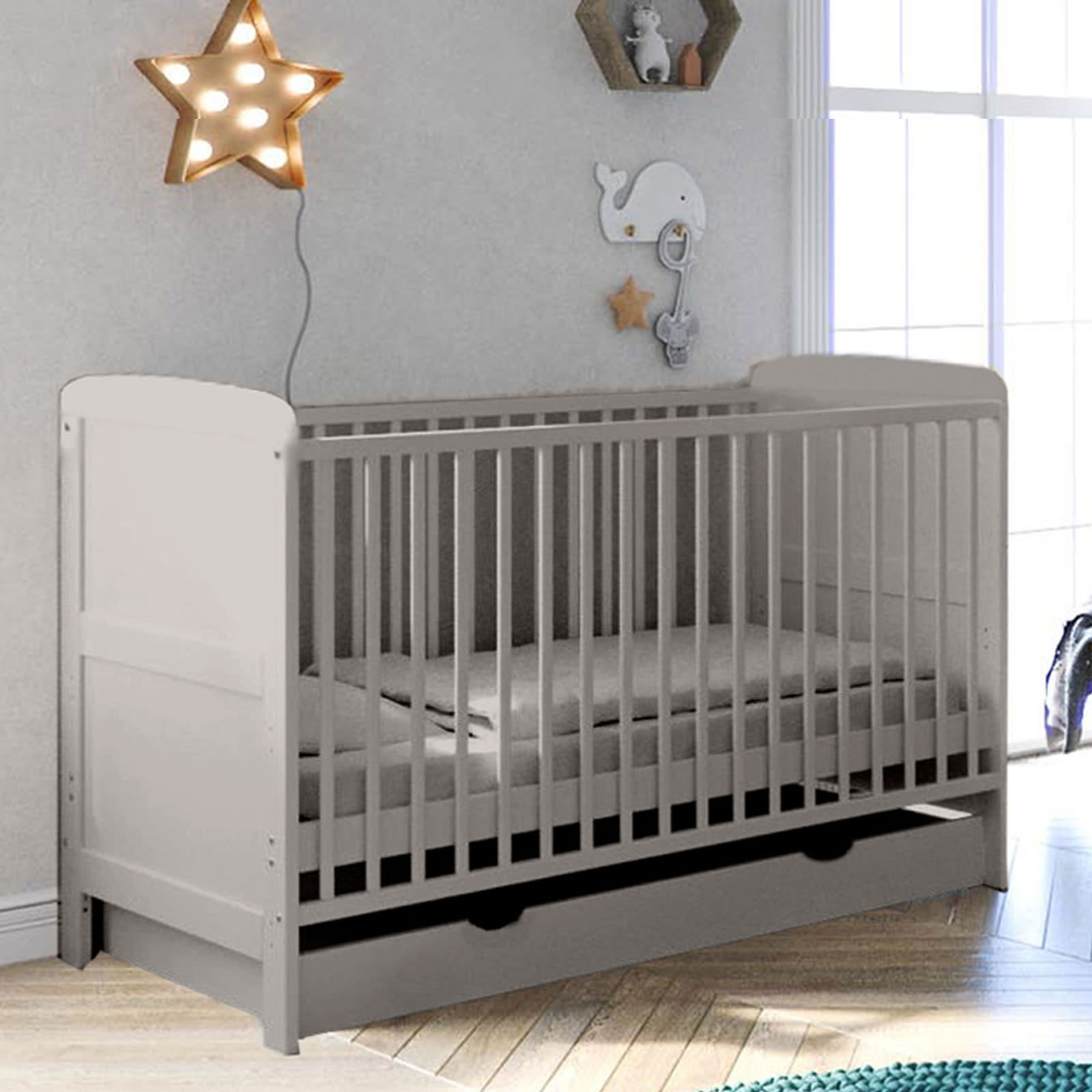 Puggle Henbury Cot Bed Drawer Classic Grey