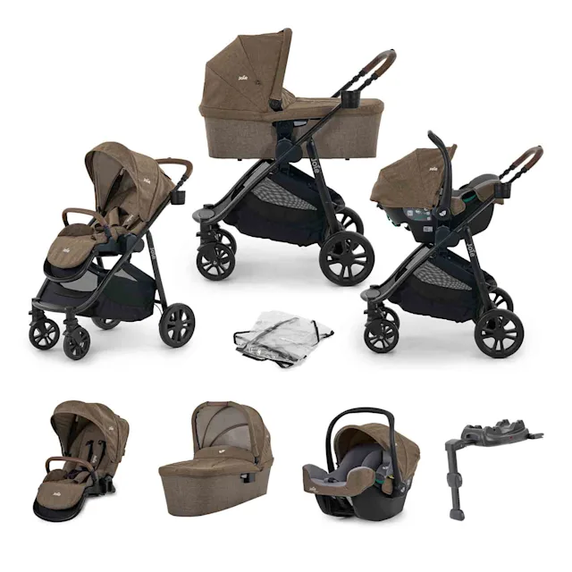 Joie Versatrax E Trio i-Snug Travel System with Ramble Carrycot & i-Base LX2 - Sand