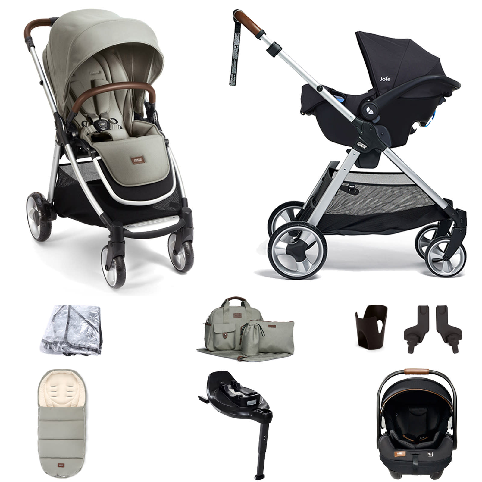 Mamas Papas Flip XT2 Travel System with Accessories i Level Recline Car Seat i Base Encore Sage Green