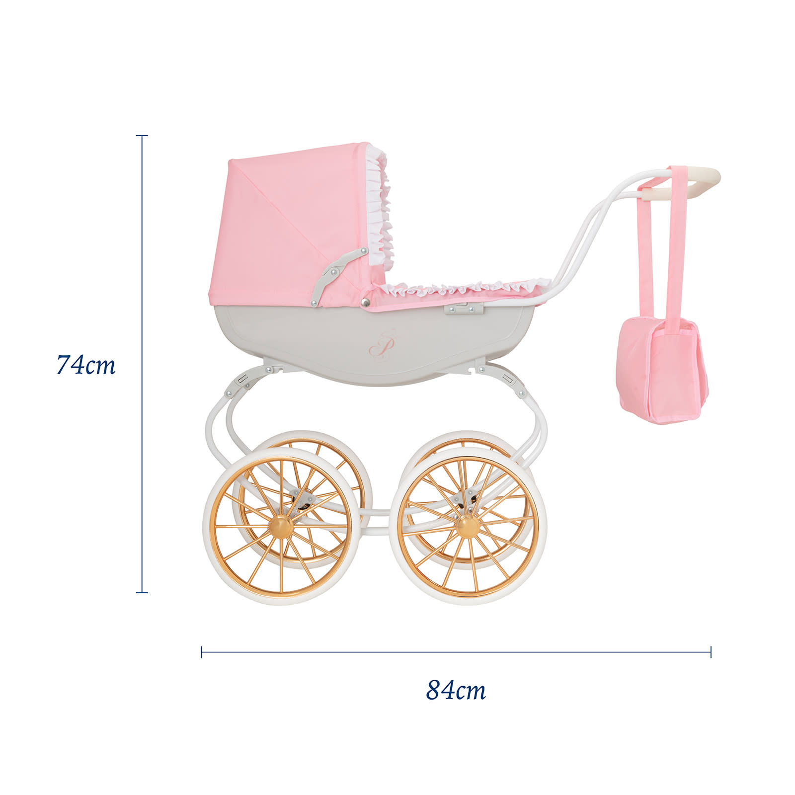 Puggle Vintage Dolls Carriage Pram with Changing Bag Blush Pink 3 7 Years The Nursery Store