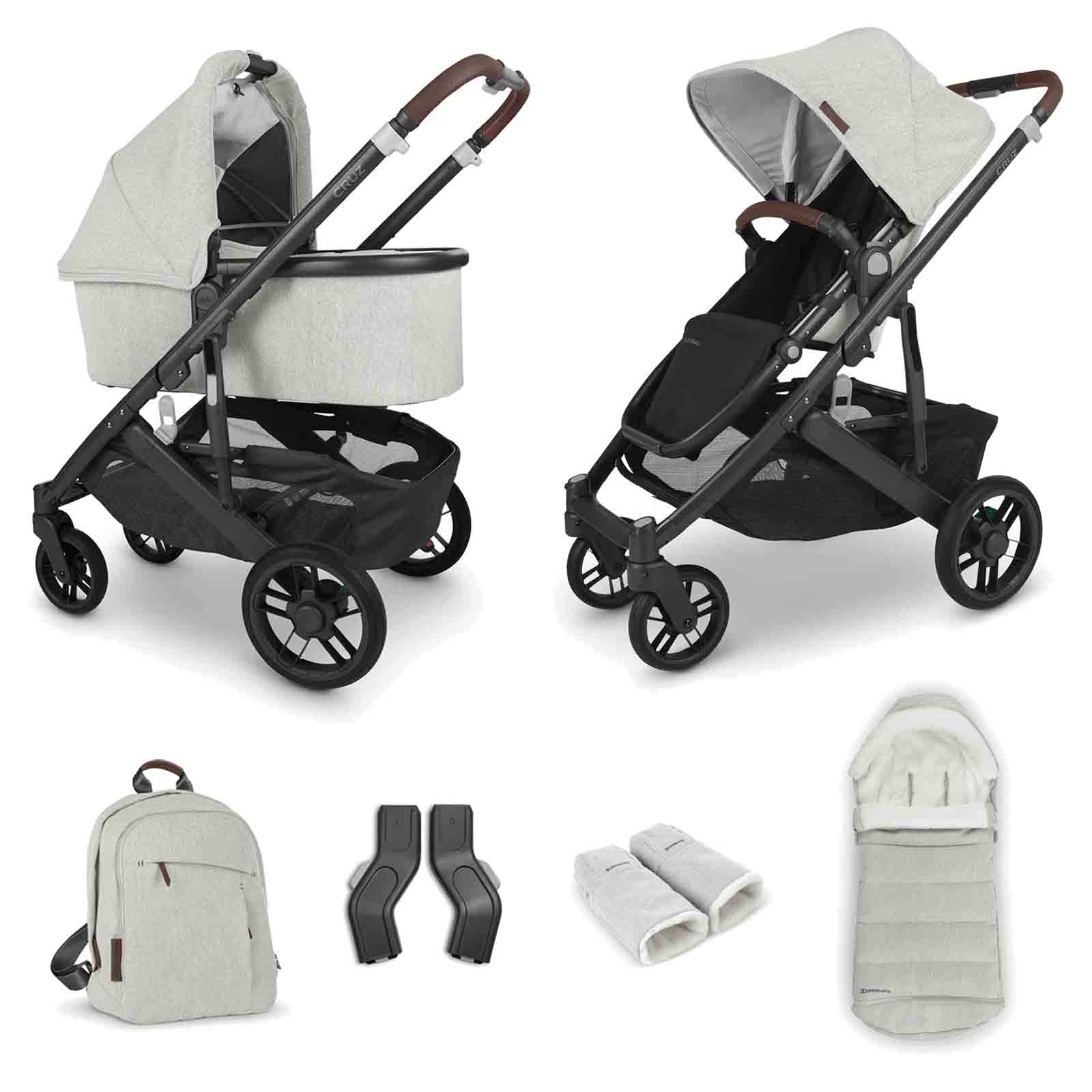 UPPAbaby Cruz V2 Pushchair with Carrycot, Matching Footmuff, Back Pack & Mitts - Anthony
