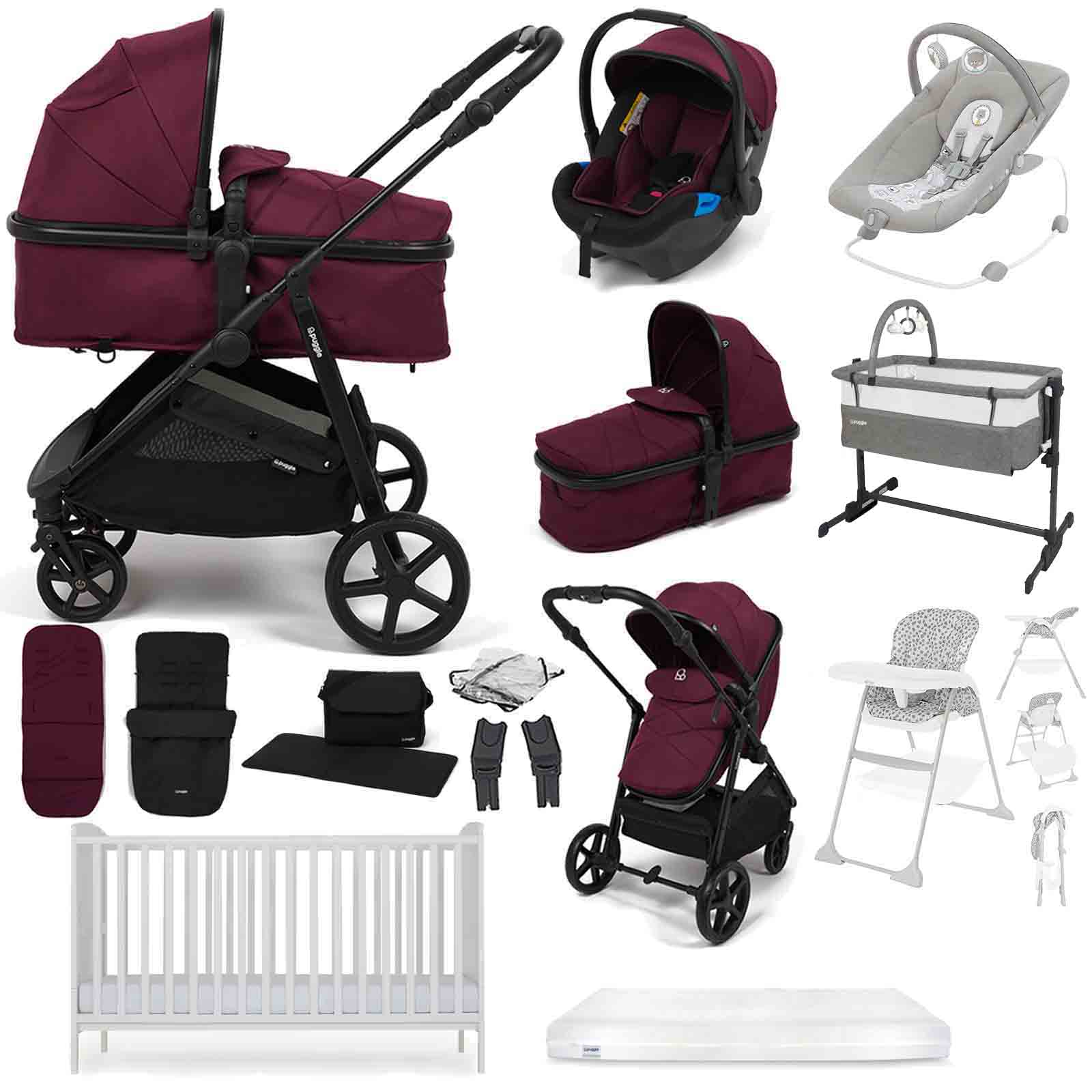 Monaco XT 2 1 Travel System Henbury Cot Bed & Eco Fibre Mattress 14 Piece Bundle
