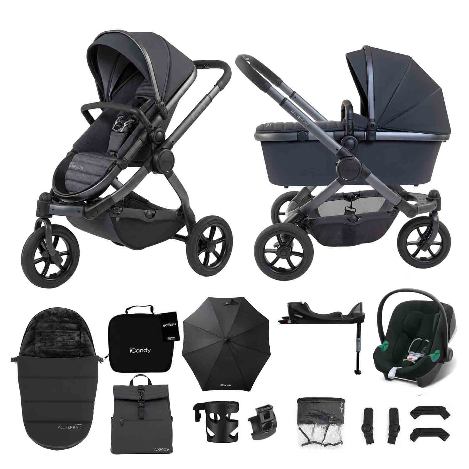7 All Terrain Travel System Aton B2 Car Seat & Base 13 Piece Bundle Storm