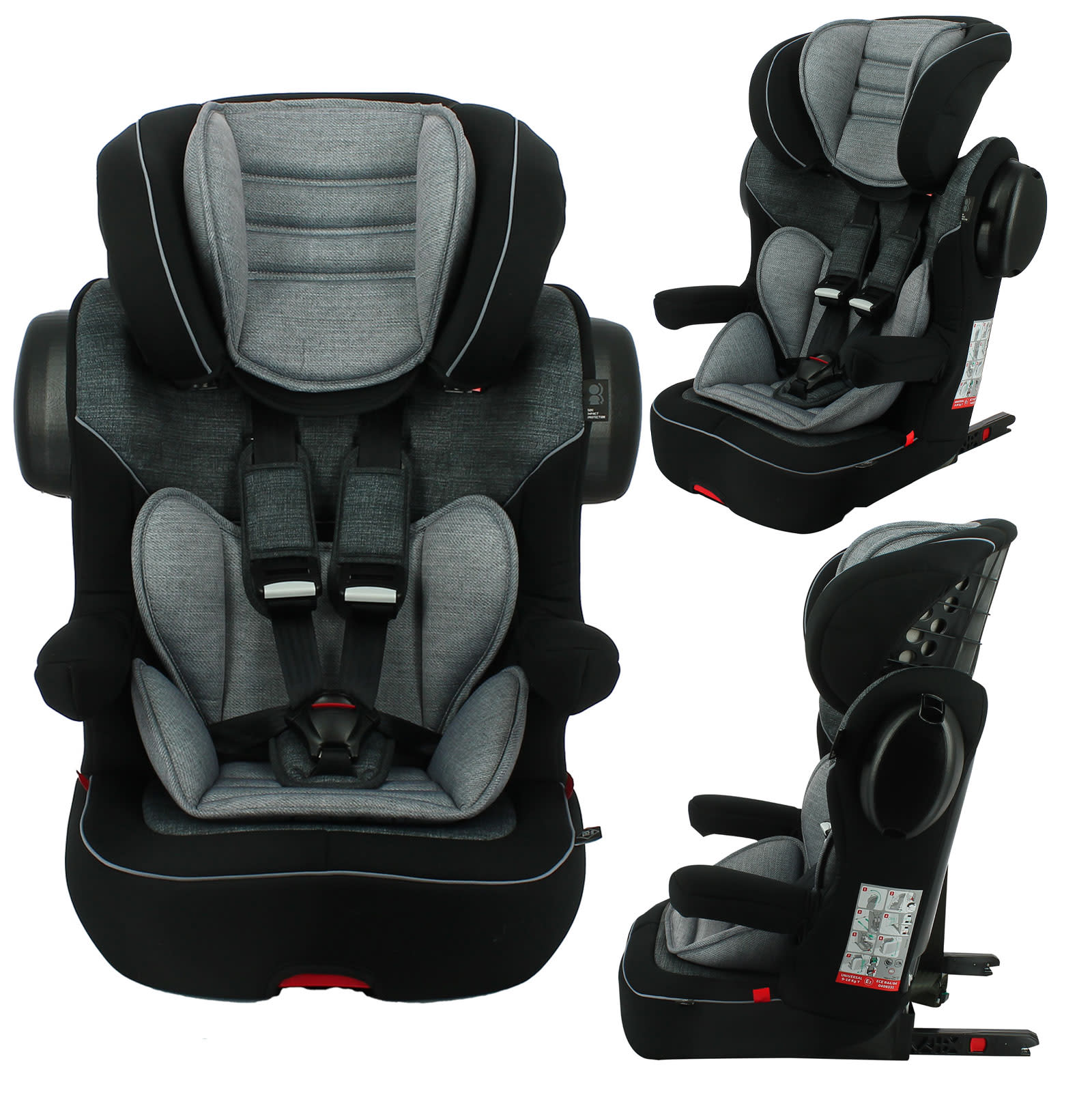 Imax Premium ISOFIX Group 1 2 3 High Back Booster Car Seat Grey 9 Months 12 Years The Nursery Store