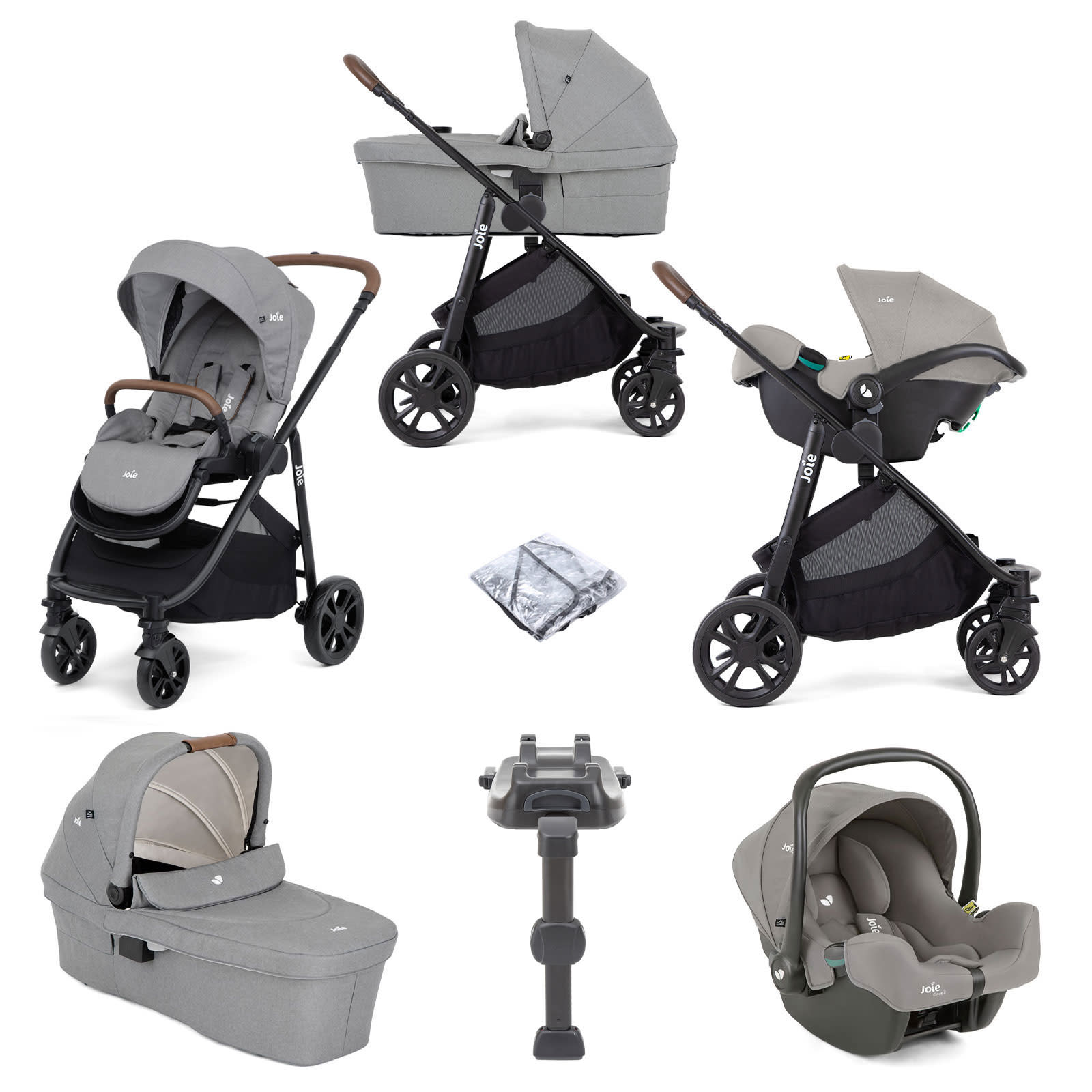 Joie Versatrax E Trio i Snug Travel System with Ramble Carrycot i Base LX2 Pebble The Nursery Store