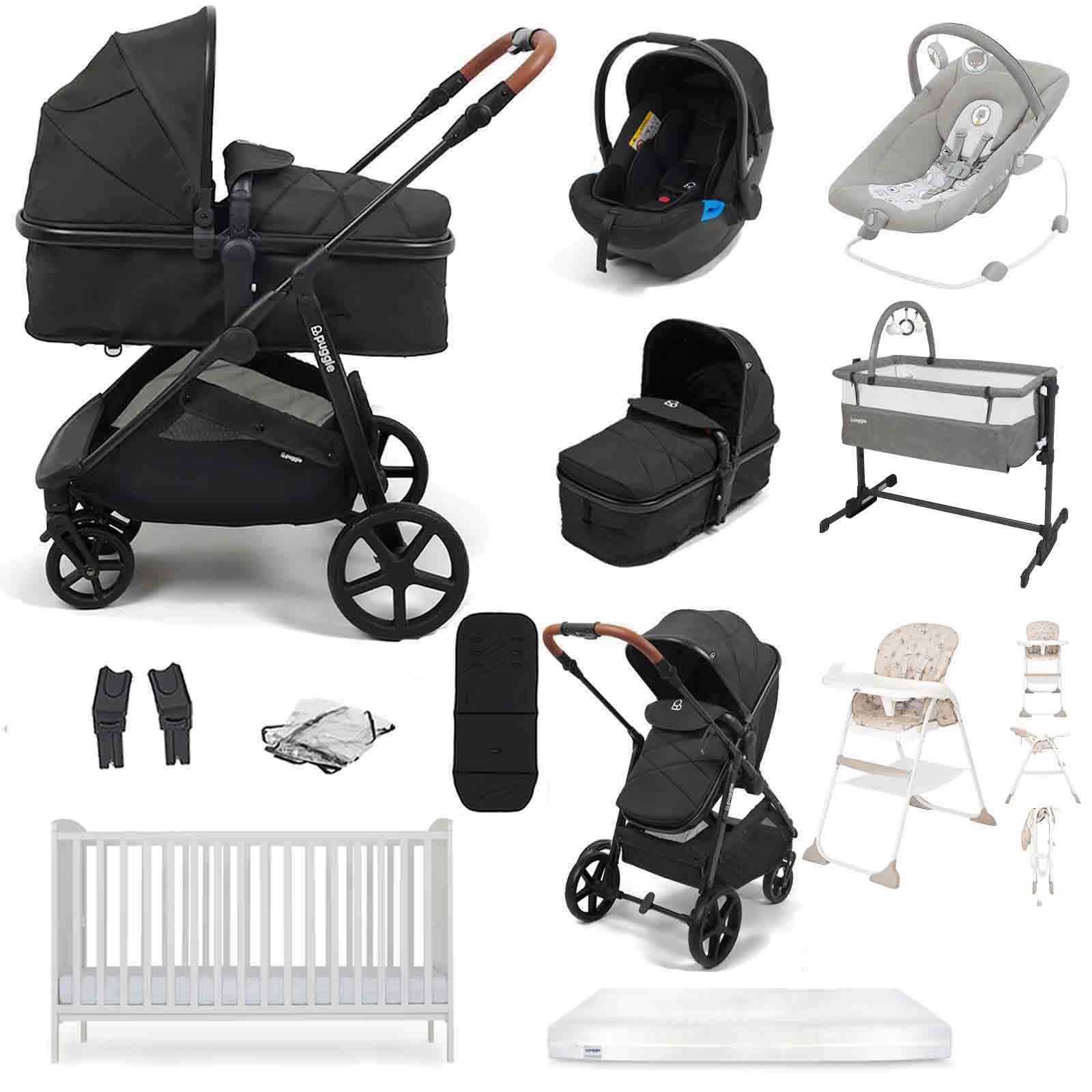 Monaco XT Travel System Cot Bed & Mattress 11 Pcs Everything You Need Bundle Stormy