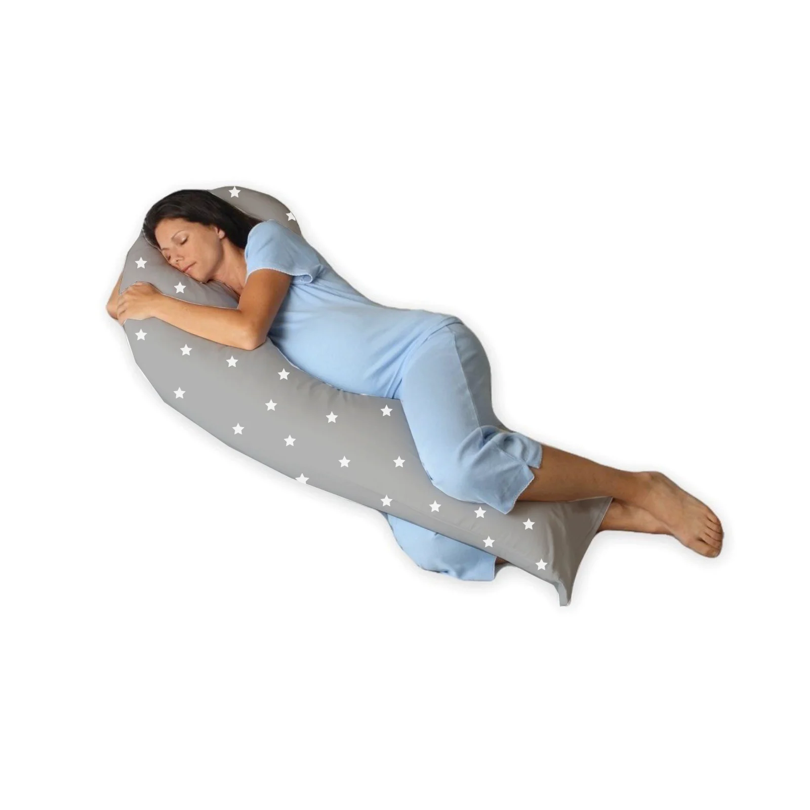 4baby 6ft Deluxe Body Baby Support Pillow Grey White Stars The Nursery Store