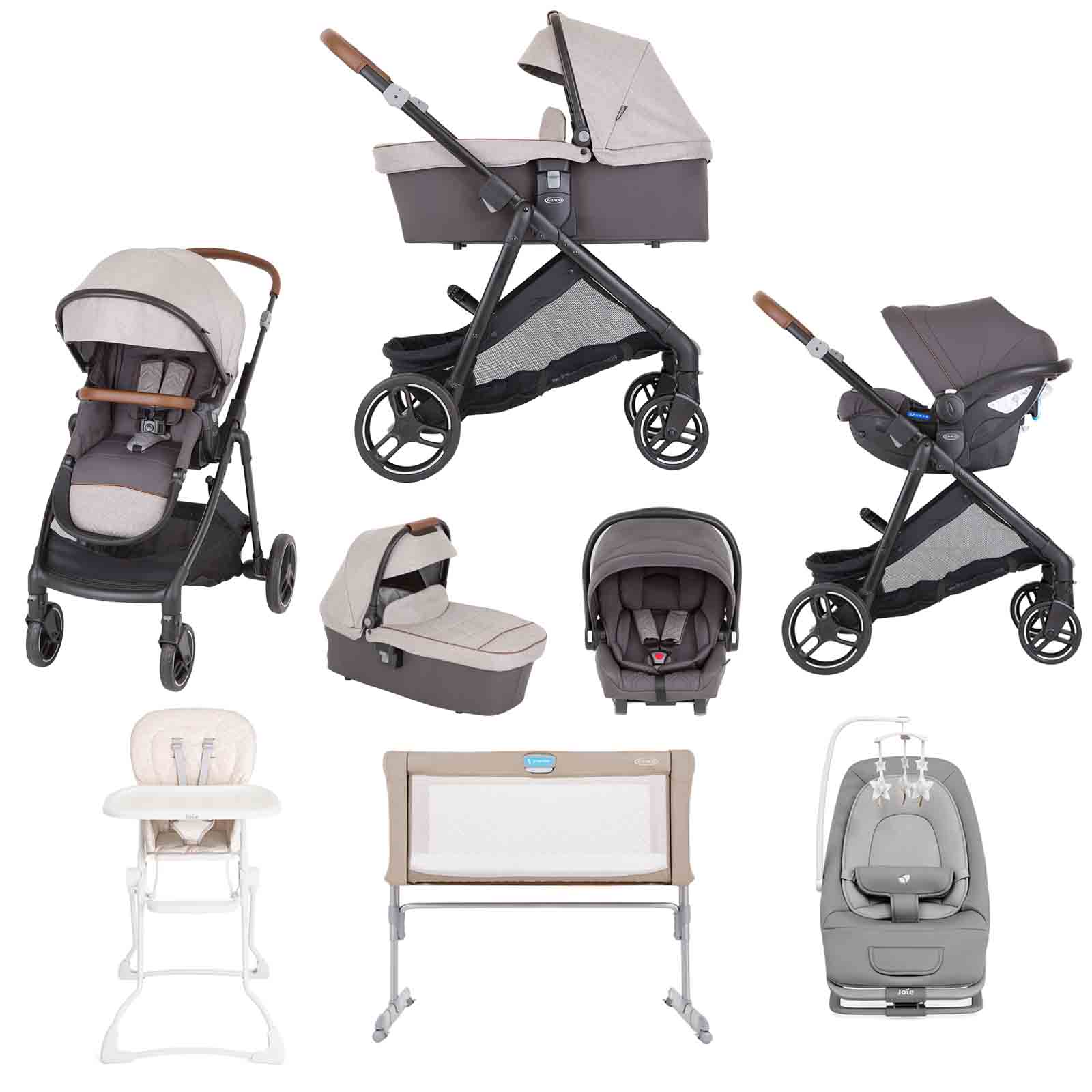 Near2Me Trio Travel System 6 Piece Bundle Heather