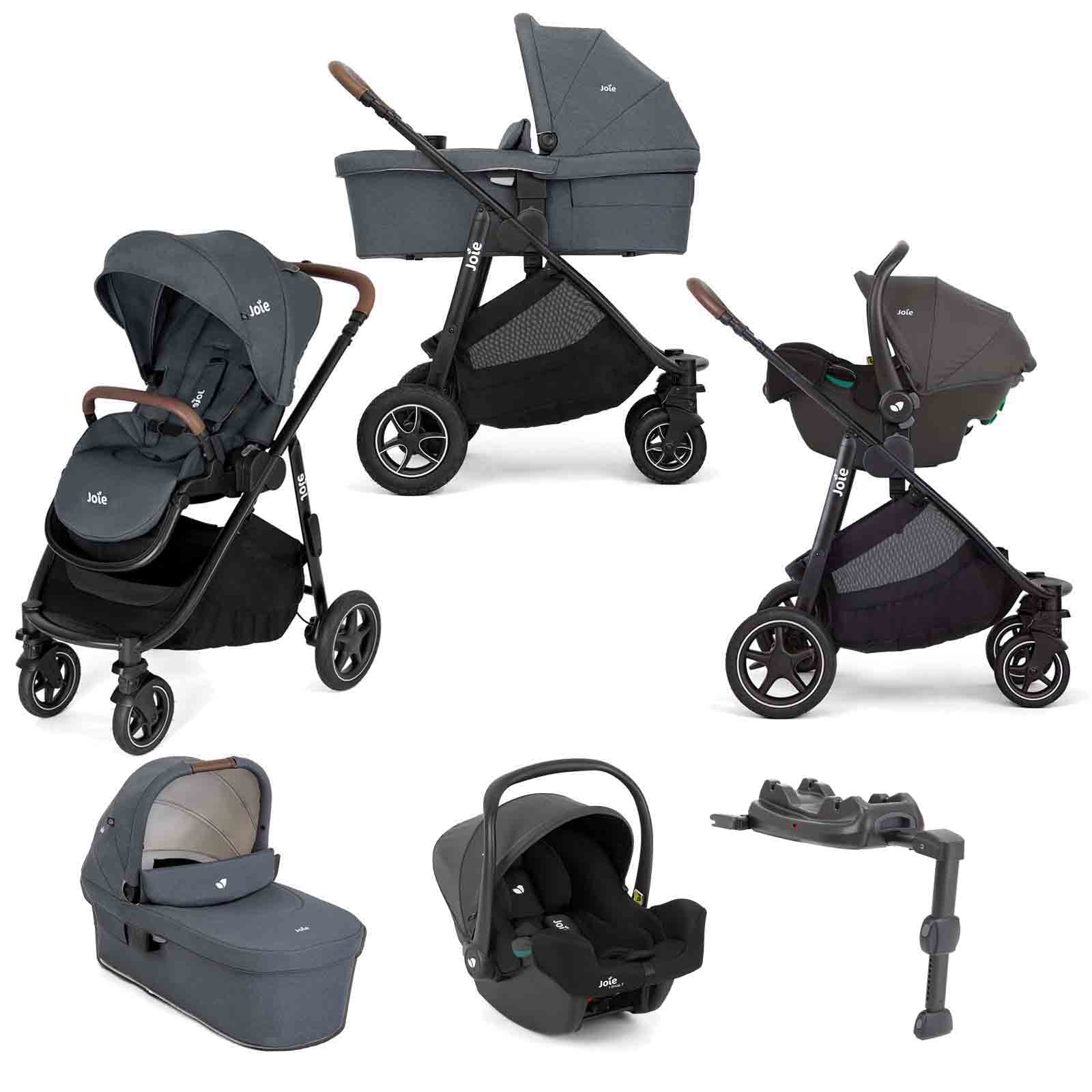 Joie Versatrax Travel System with Ramble XL Carrycot, i-Snug Car Seat &  i-Base LX2 - Moonlight