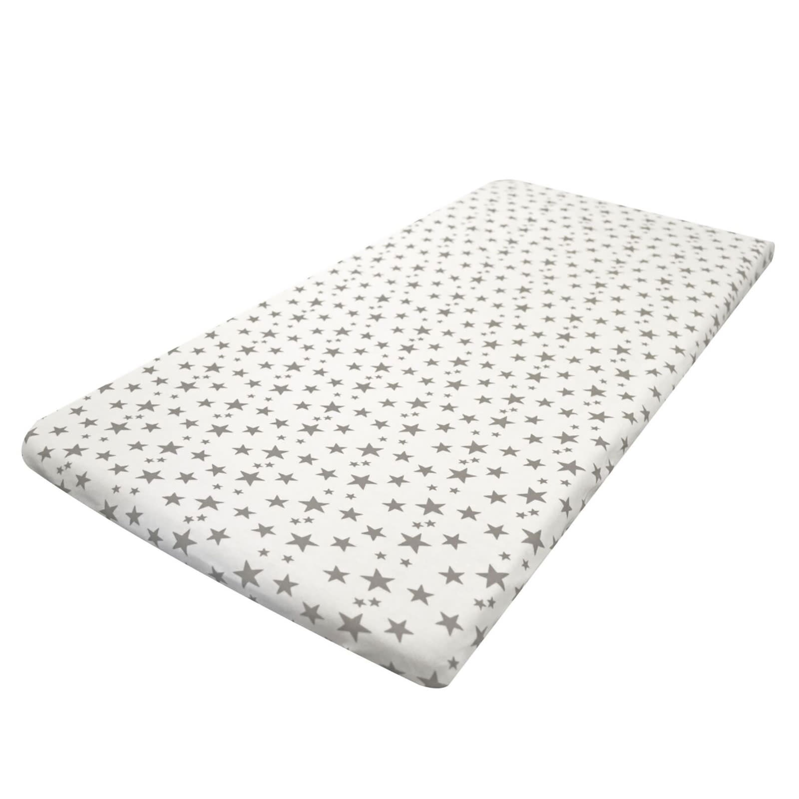 4baby Universal Bedside Crib Fitted Sheet Pack of 2 Grey Stars The Nursery Store