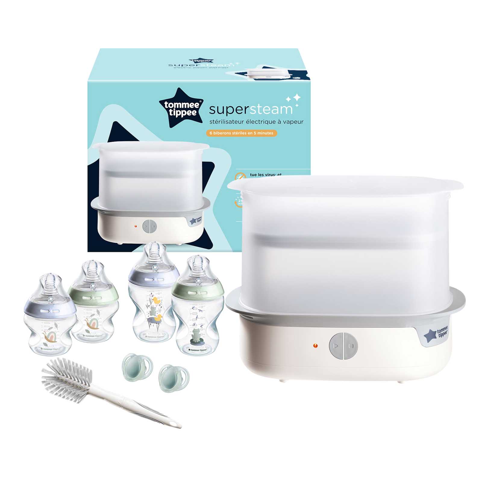 Super Steam Advanced Electric Steriliser & Bottle Starter Kit Set