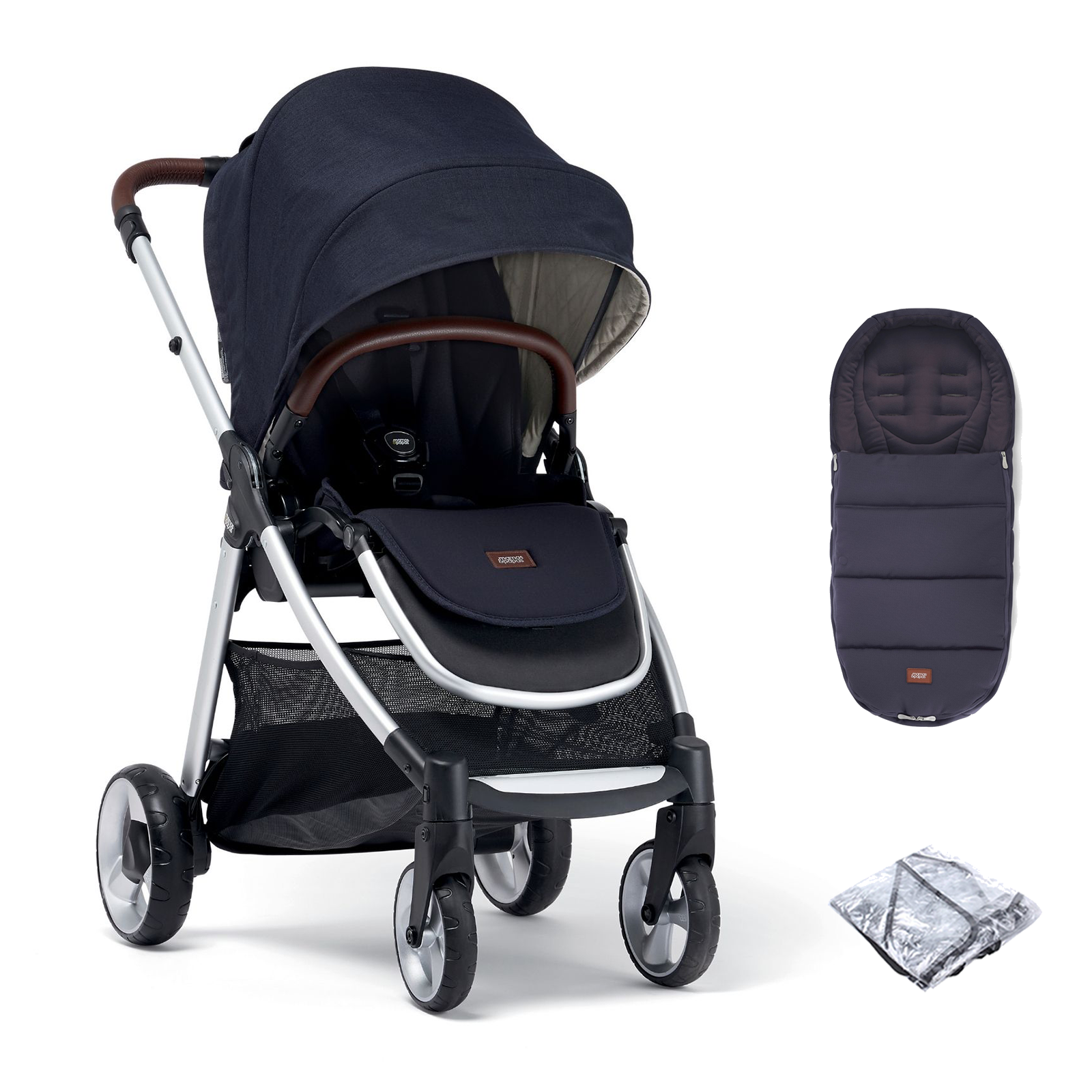 Mamas Papas Flip XT2 Pushchair with Footmuff Rain Cover Navy The Nursery Store