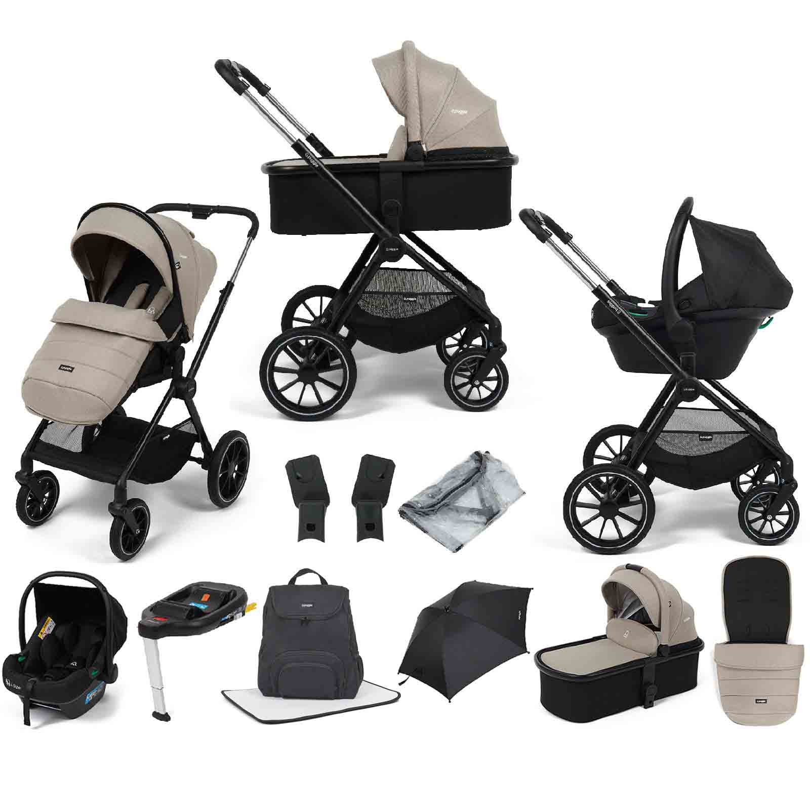 Santiago 3 1 i Travel System ISOFIX Car Seat Base 11 Piece Bundle Oatmeal