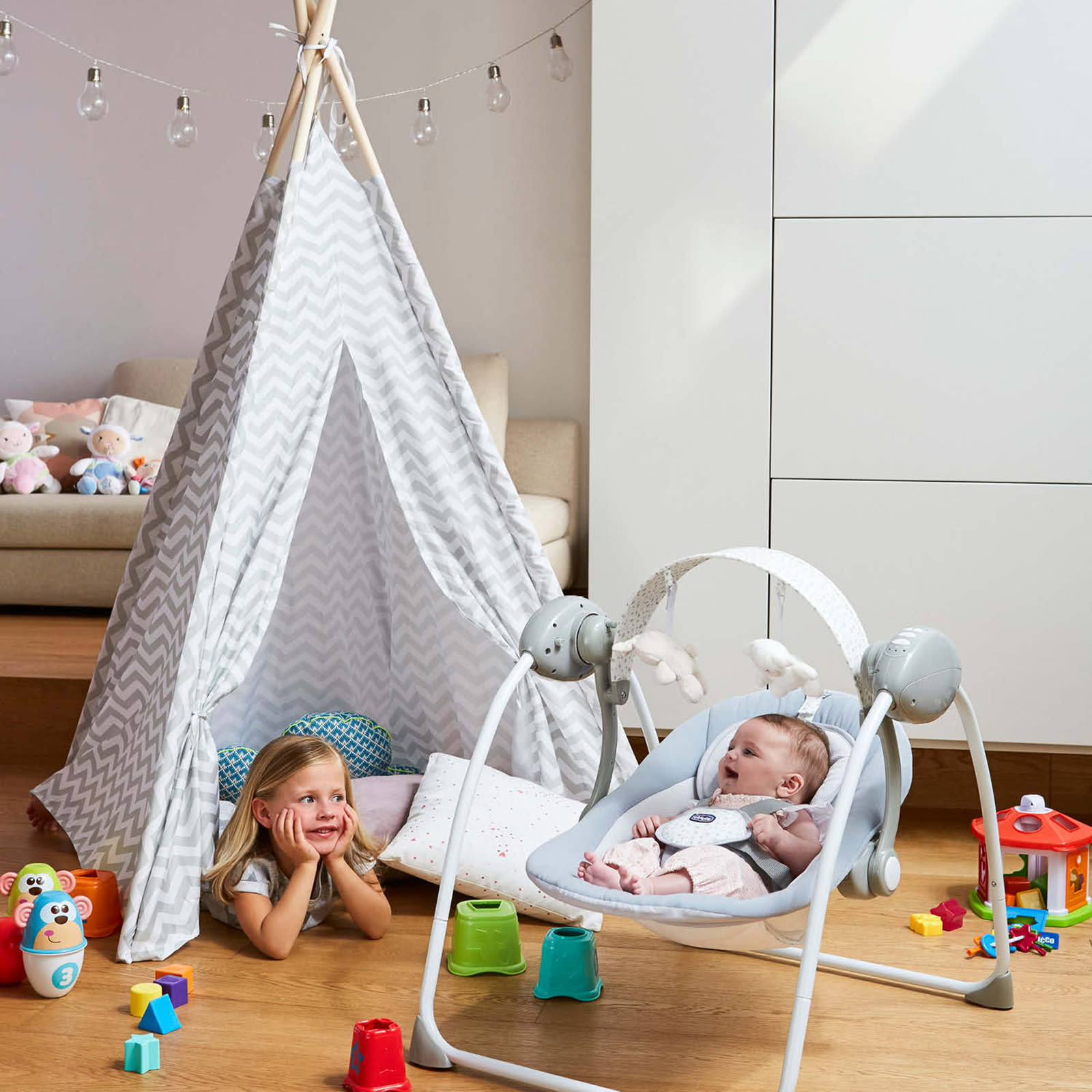 Chicco Relax Play Musical Baby Swing Cool Grey The Nursery Store