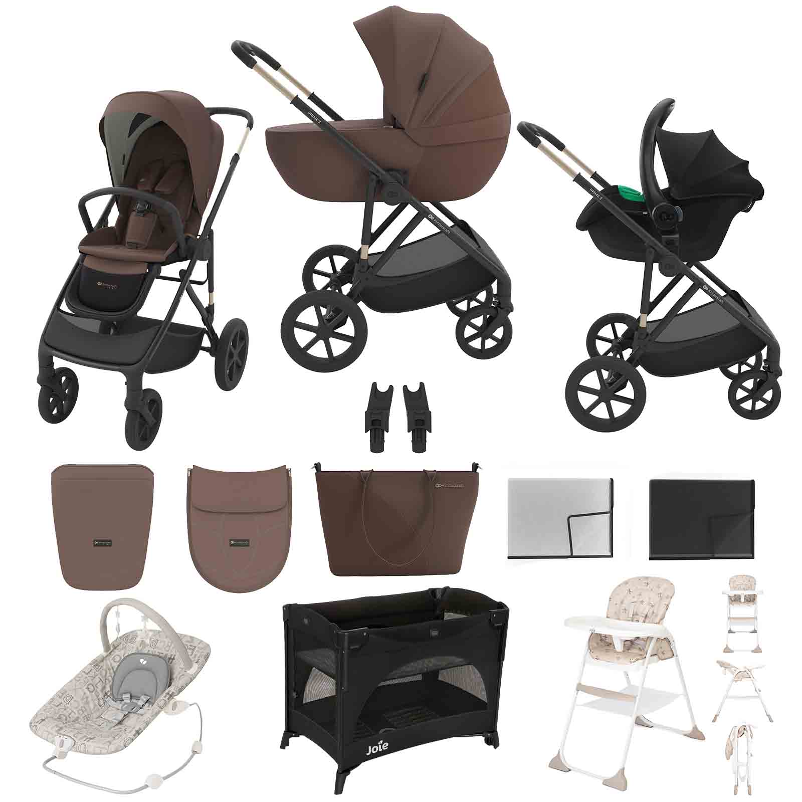 Prime 3 3 1 Travel System 11 Piece Bundle Velvet Mocha