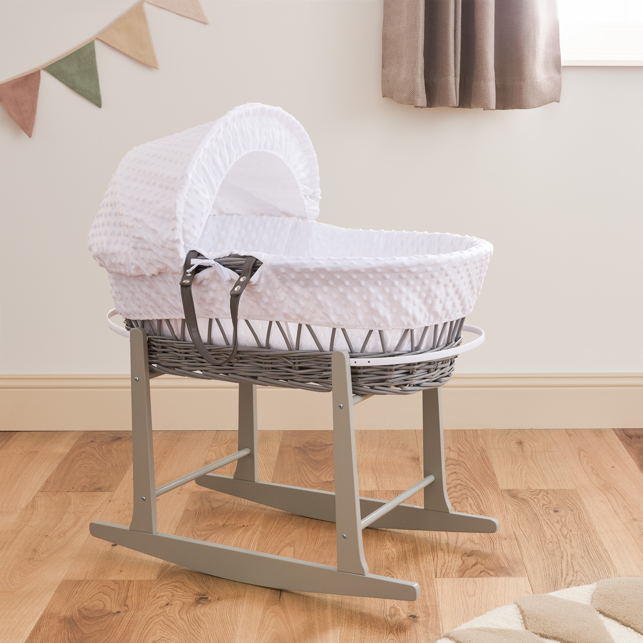 Pammela Moisesさん専用.5 4baby Deluxe Palm Moses Basket - Grey/White Stars | The