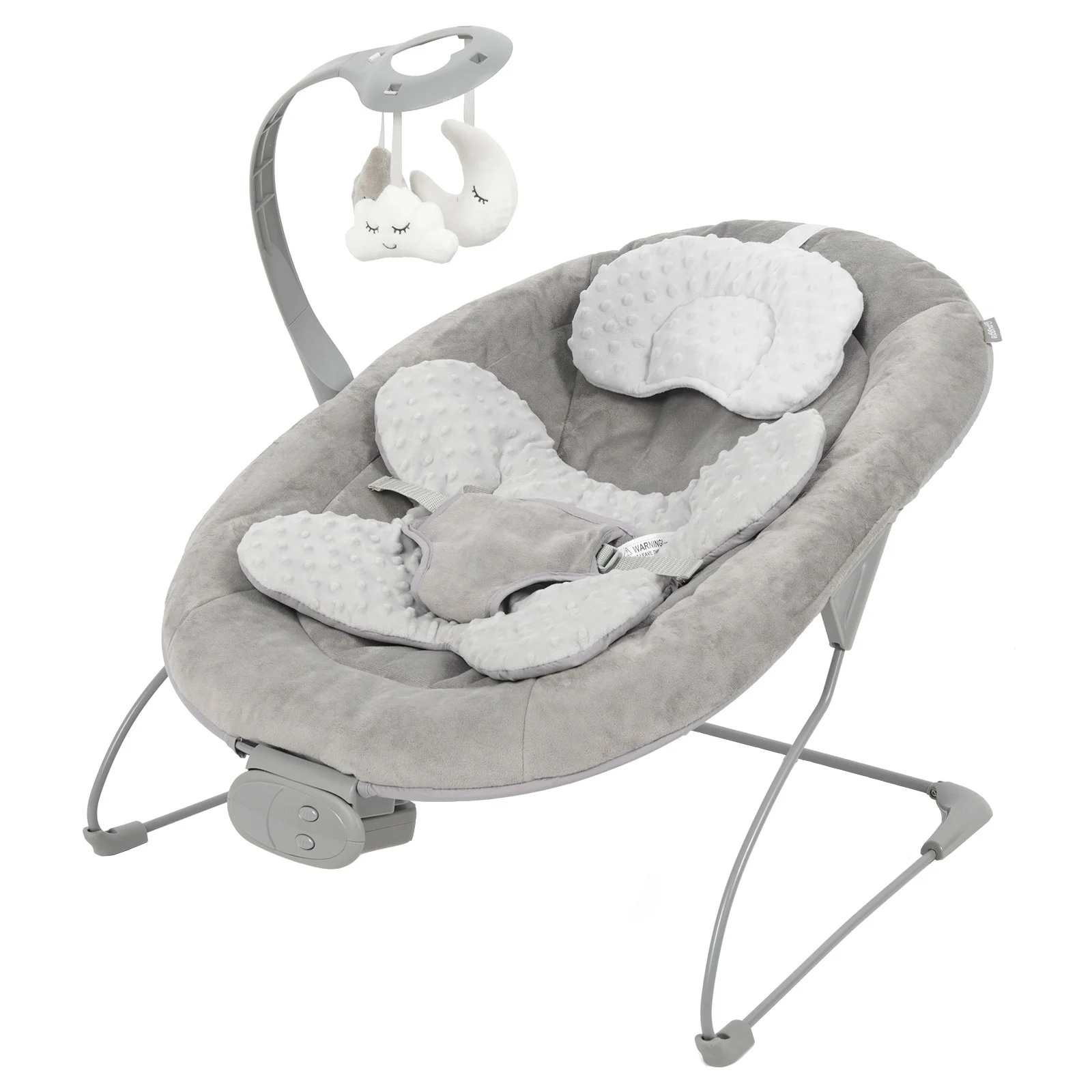 Puggle Comfy Snug Plush Music Vibration Bouncer Melange Grey The Nursery Store